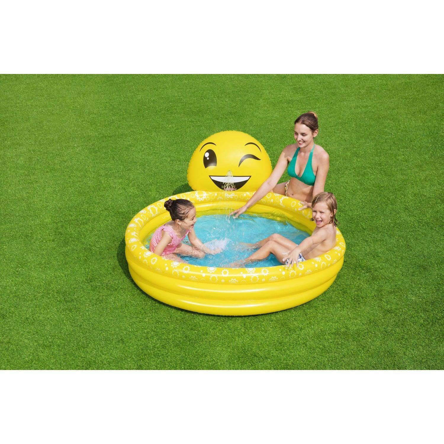 Piscina Inflable 3 Anillos Emoji lanza agua 144X69cm Bestway-5