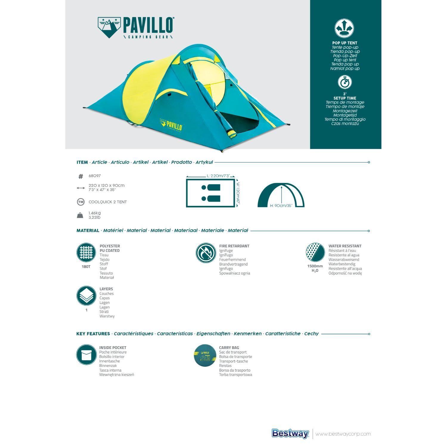 Carpa Pop Up Pavillo™ 2 Personas 2.20M X 1.20M X 90Cm-6