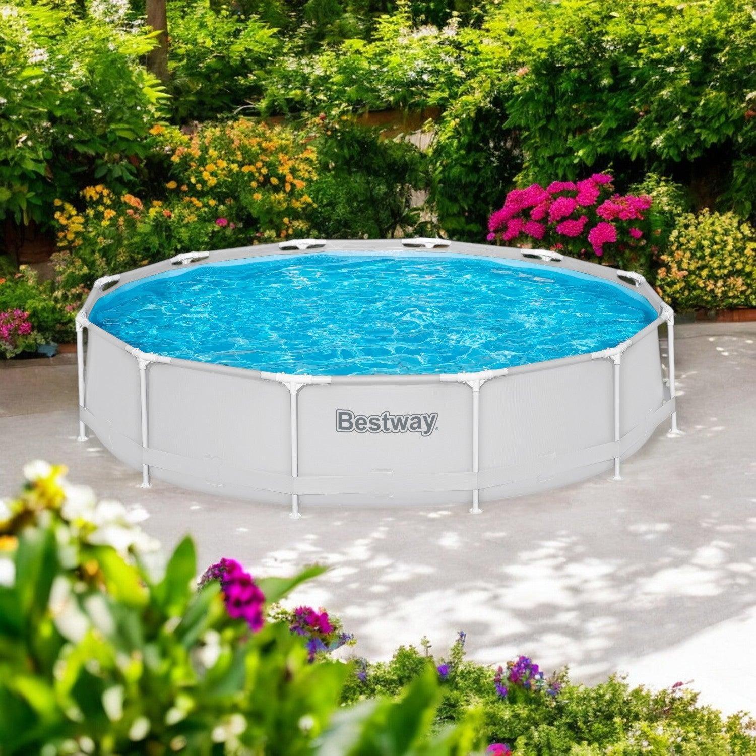 Piscina Bestway Redonda con filtro Deluxe Gris 3.66MX76Cm-3