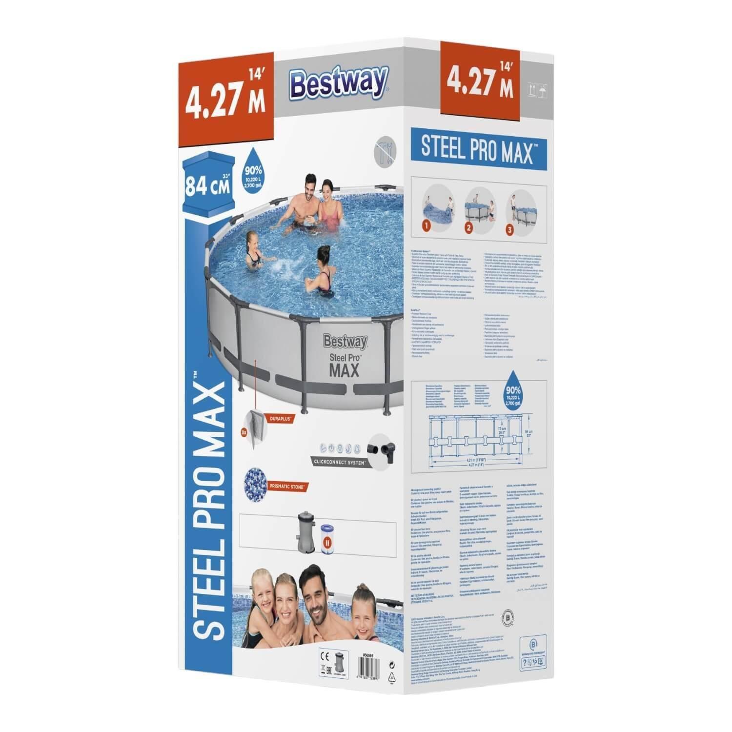 Piscina Bestway Redonda Steel Pro Max con filtro 4.27MX84Cm-3