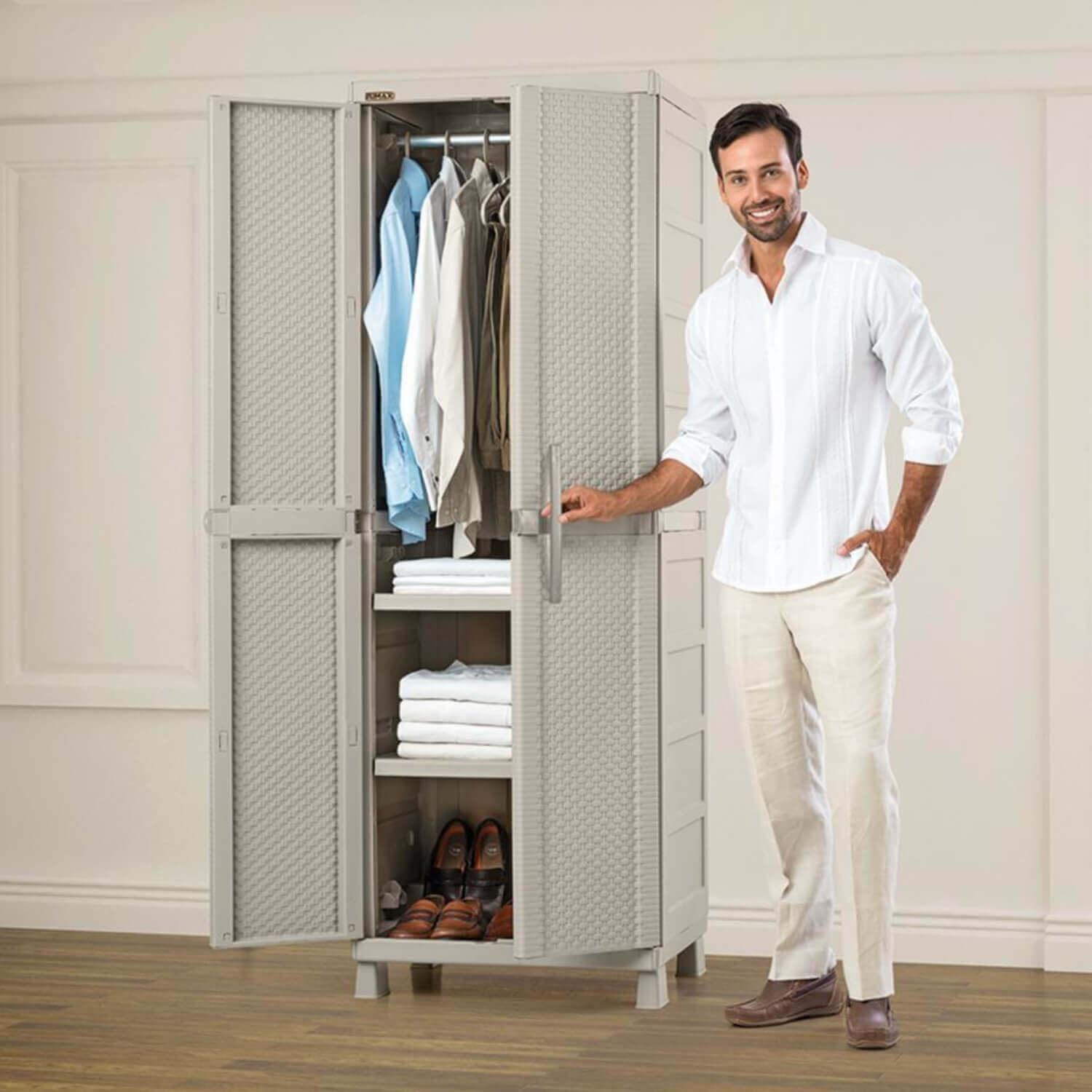 Armario Closet Plastico Tejido Taupe 65x58.4x189 Cms Rimax-2
