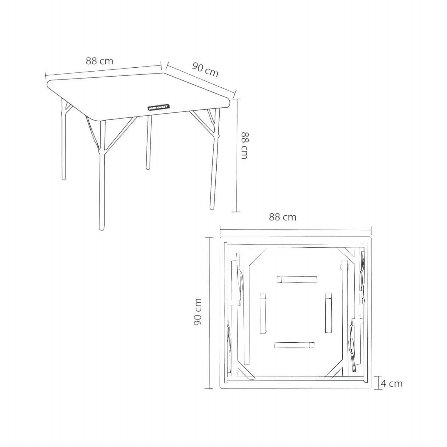 Mesa Plegable Cuadrada 86x86 Cms Blanca Northwest-2