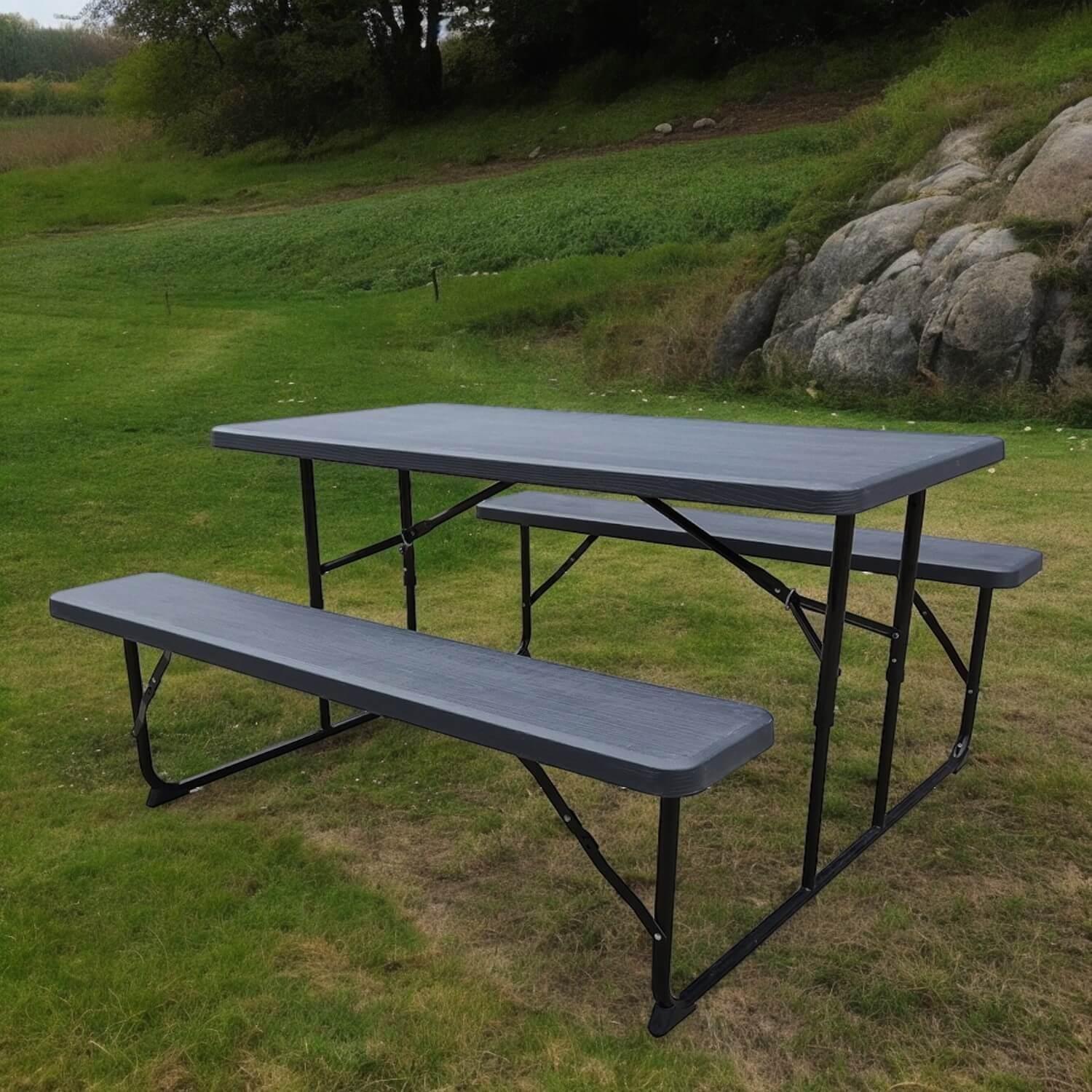 Set Mesa Y Bancos Plegables 137x70x72Cm Diseño Madera Northwest-2
