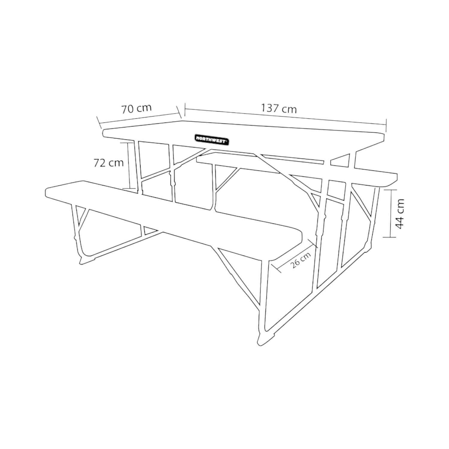 Set Mesa Y Bancos Plegables 137x70x72Cm Diseño Madera Northwest-4