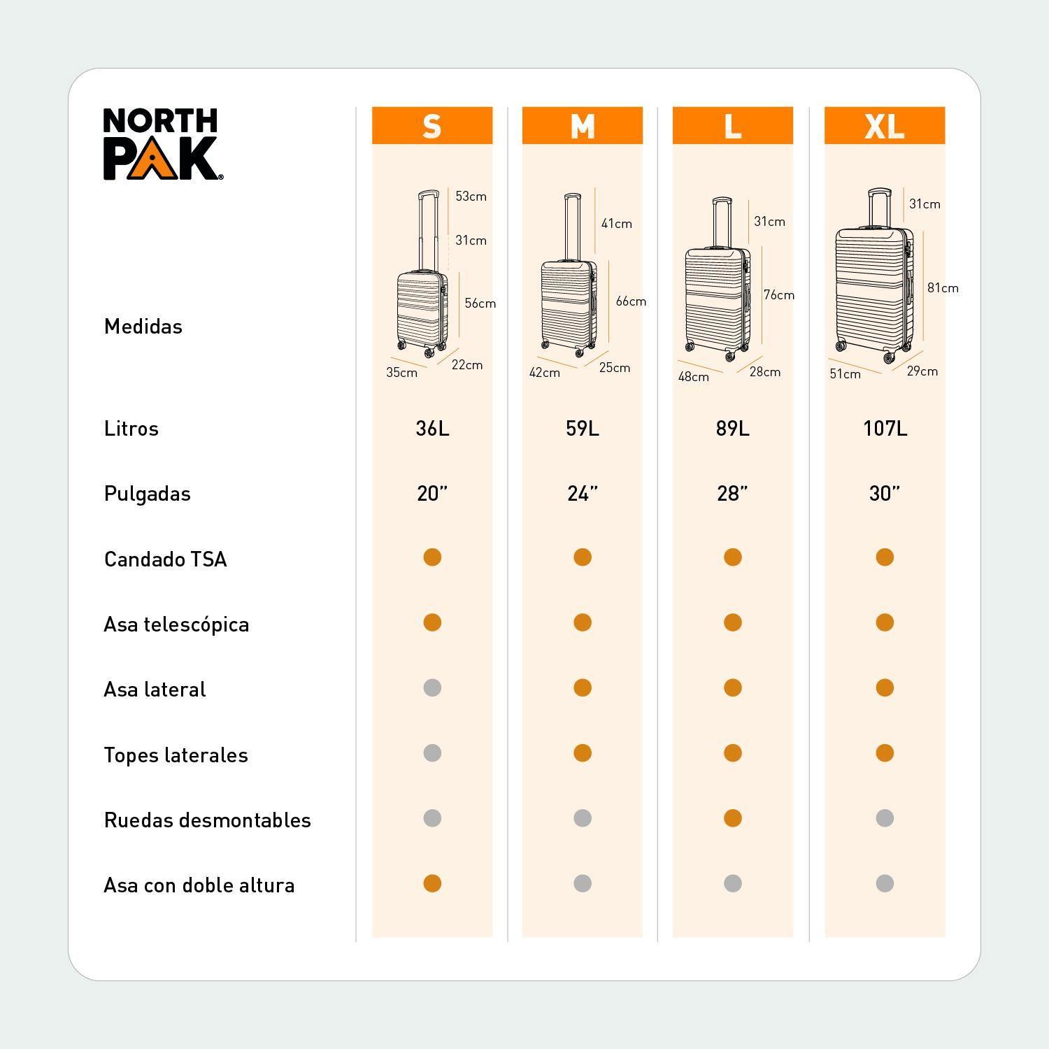 Maleta North Pak Rigida Resistente Ultraliviana 24" 59L Gris-7