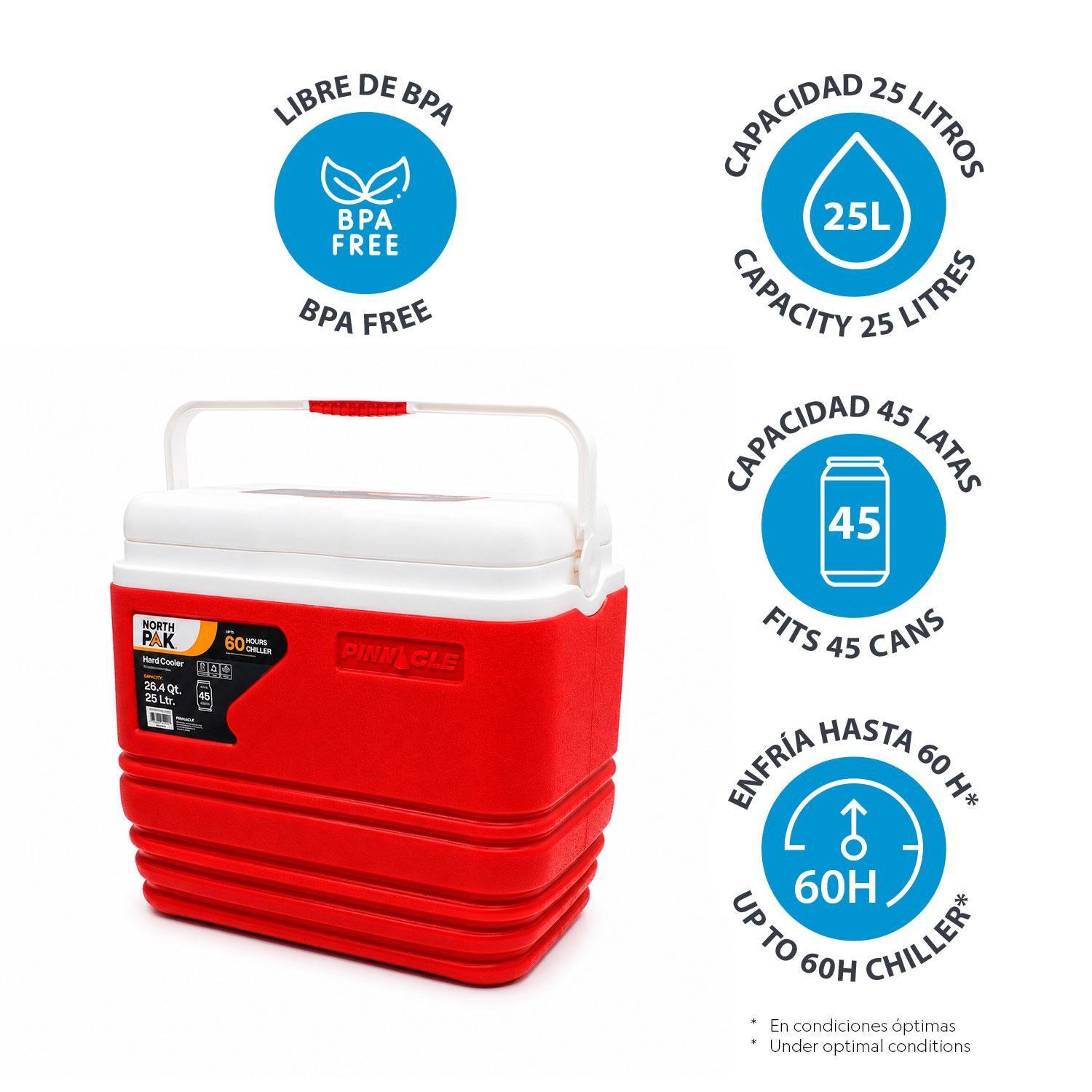 Cooler Nevera Portátil Primero 25 Litros Rojo NorthPak-4