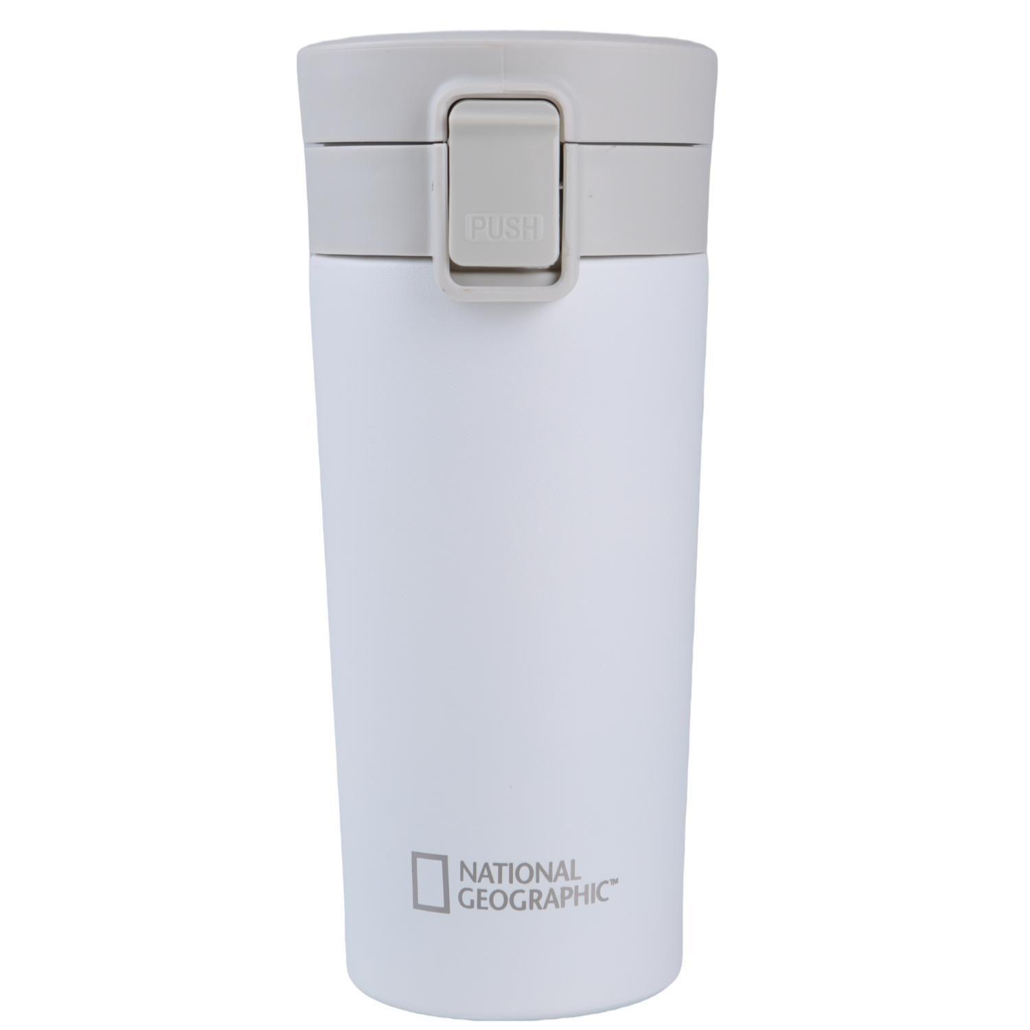 Mug Acero Inoxidable Tapa Con Pulzador y Antideslizante 380ml Blanco-2