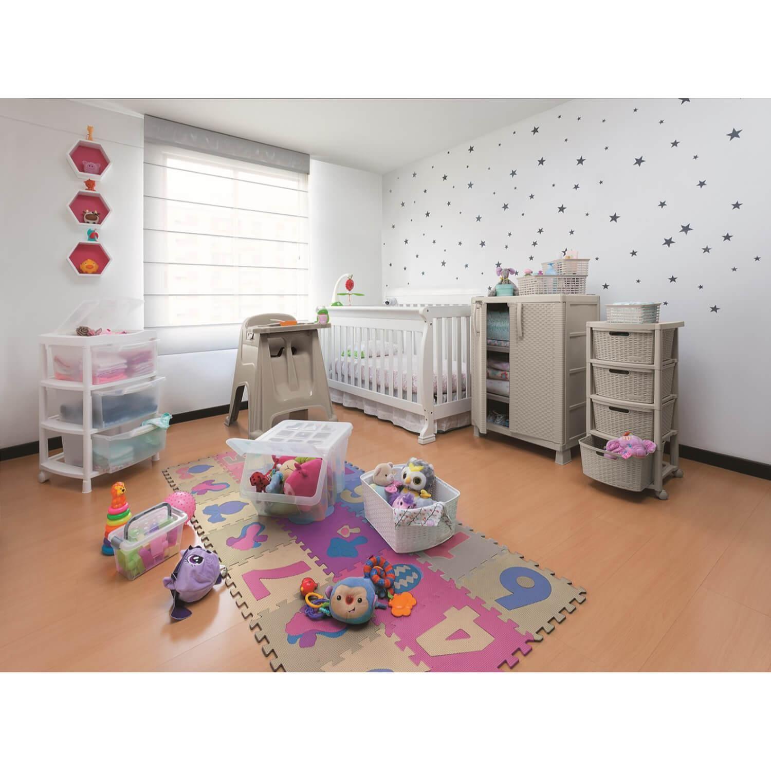 Cajonera Plastica Tejida 4 cajones Taupe 39x33x83 cm Rimax-3
