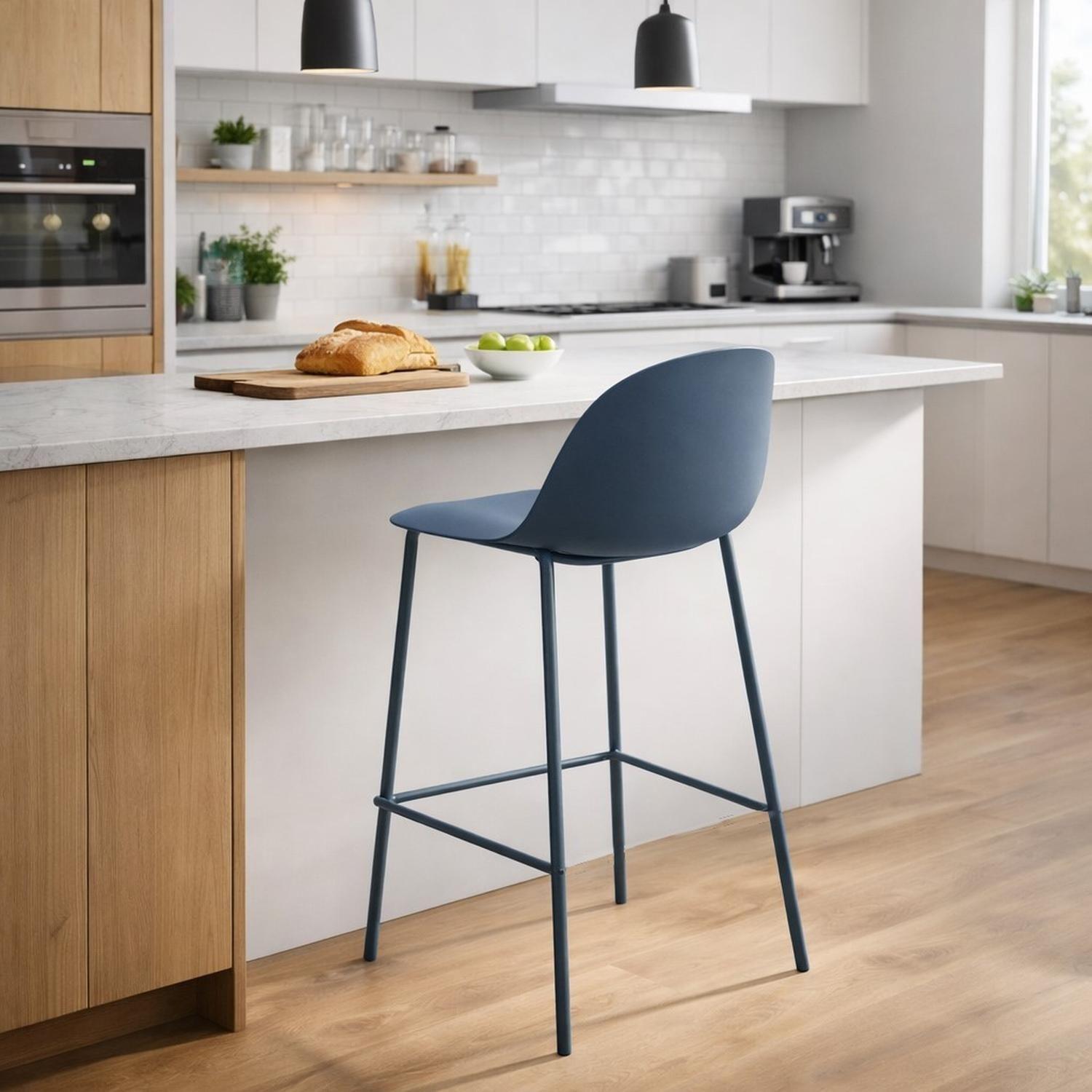 Piso Taburete Silla Alta Bar Cocina Eira 65 cm Azul Oscuro-7