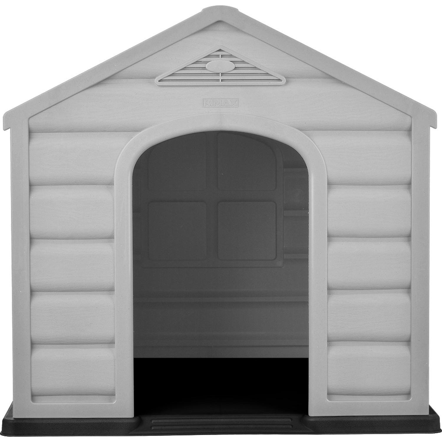 Casa Para Perro Pequeña Gris Hielo - Techo Verde 68x61x58,5cm-2