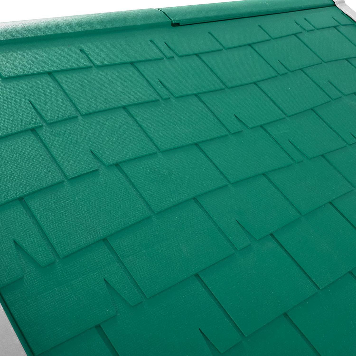 Casa Para Perro Pequeña Gris Hielo - Techo Verde 68x61x58,5cm-3