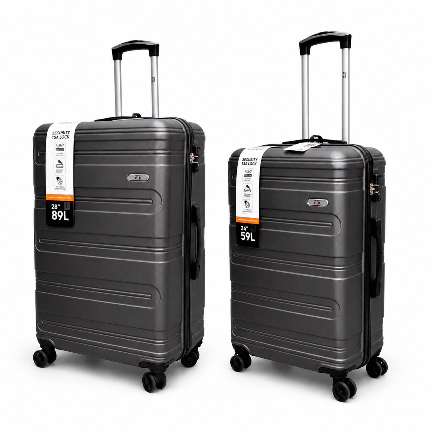 Set 2 Maletas Northpak Resistente Ultraliviana 24"+28" Gris-0
