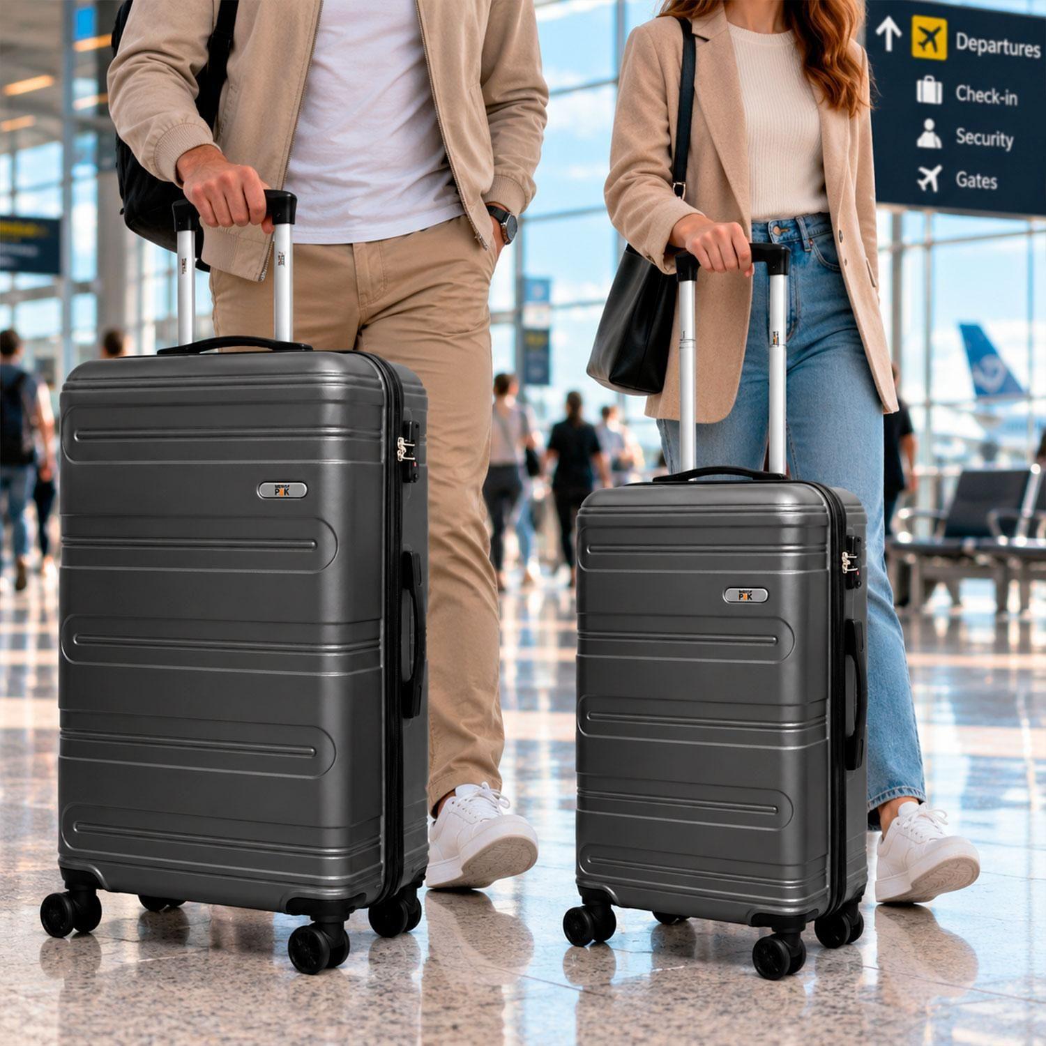 Set 2 Maletas Northpak Resistente Ultraliviana 24"+28" Gris-2