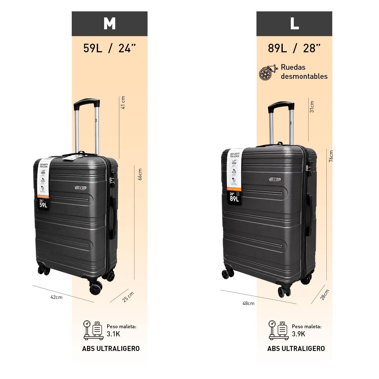 Set 2 Maletas Northpak Resistente Ultraliviana 24"+28" Gris-6