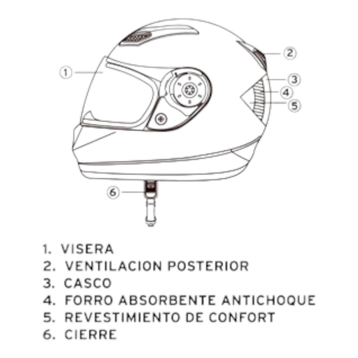 Casco Full Face Bx603 Talla L Color Silver Certificado DOT-3