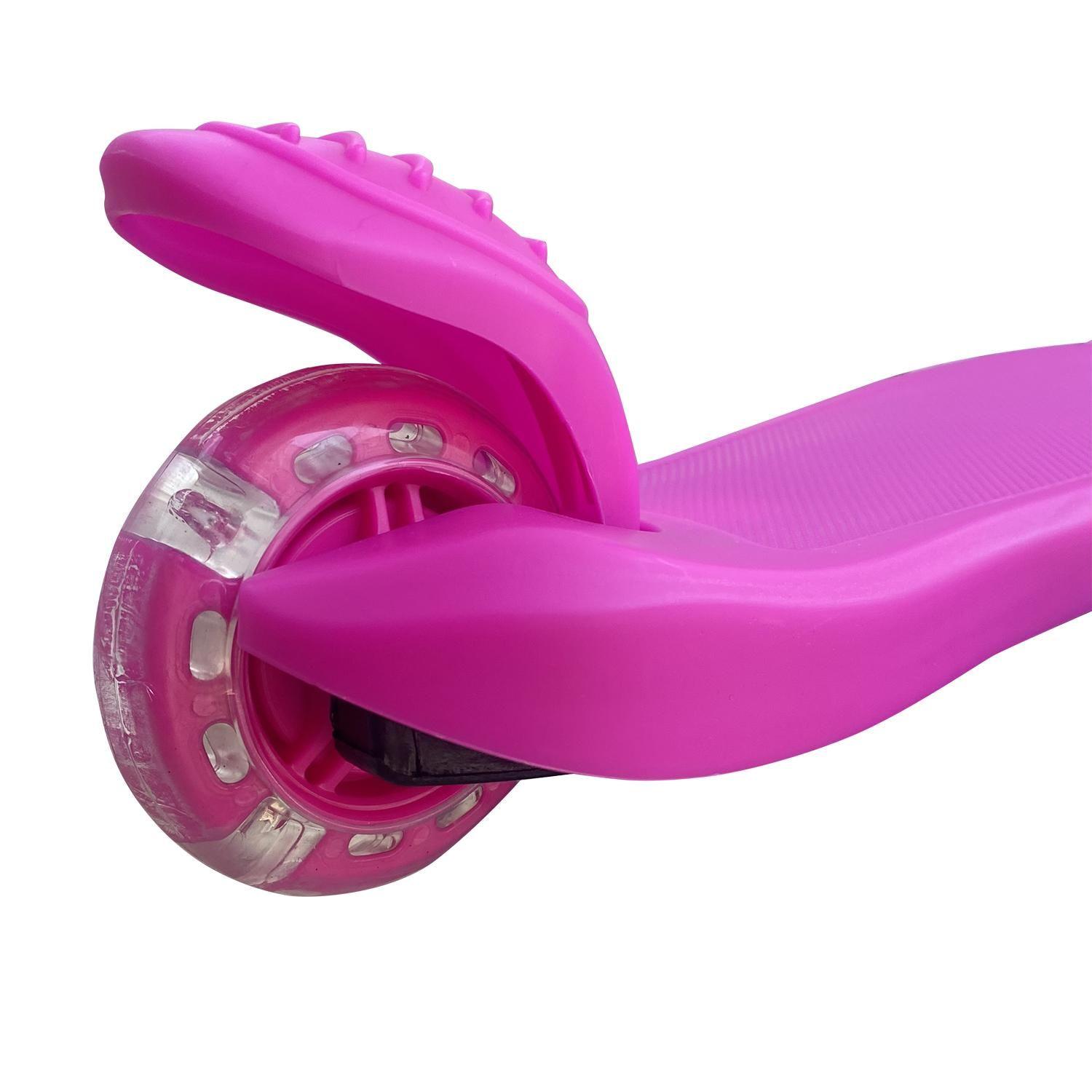 Scooter Monopatin 3 Ruedas Luces Barra Ajustable 70cm Rosa Bex-3