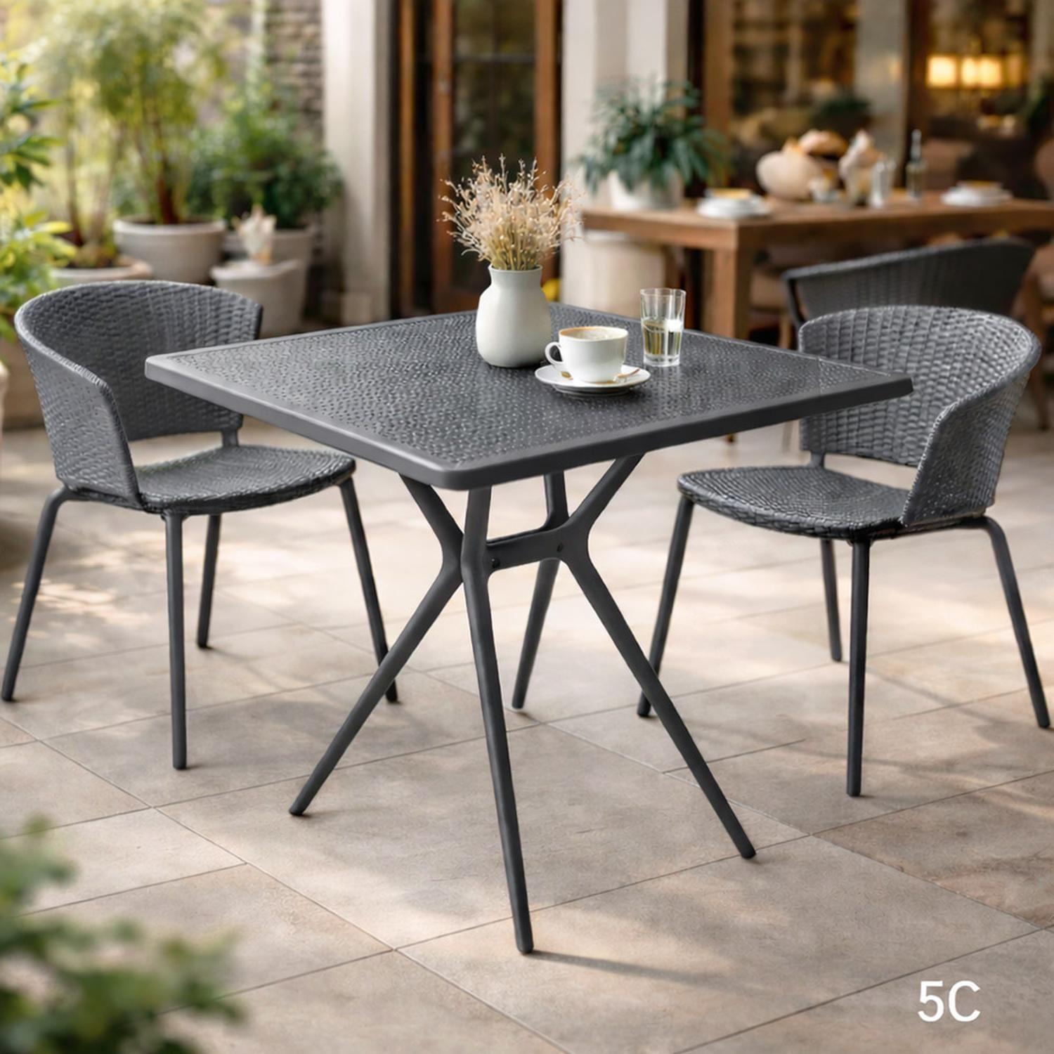 Mesa Cocina Terraza Jardín Cuadrada Elvan 71x70x70 Gris-3