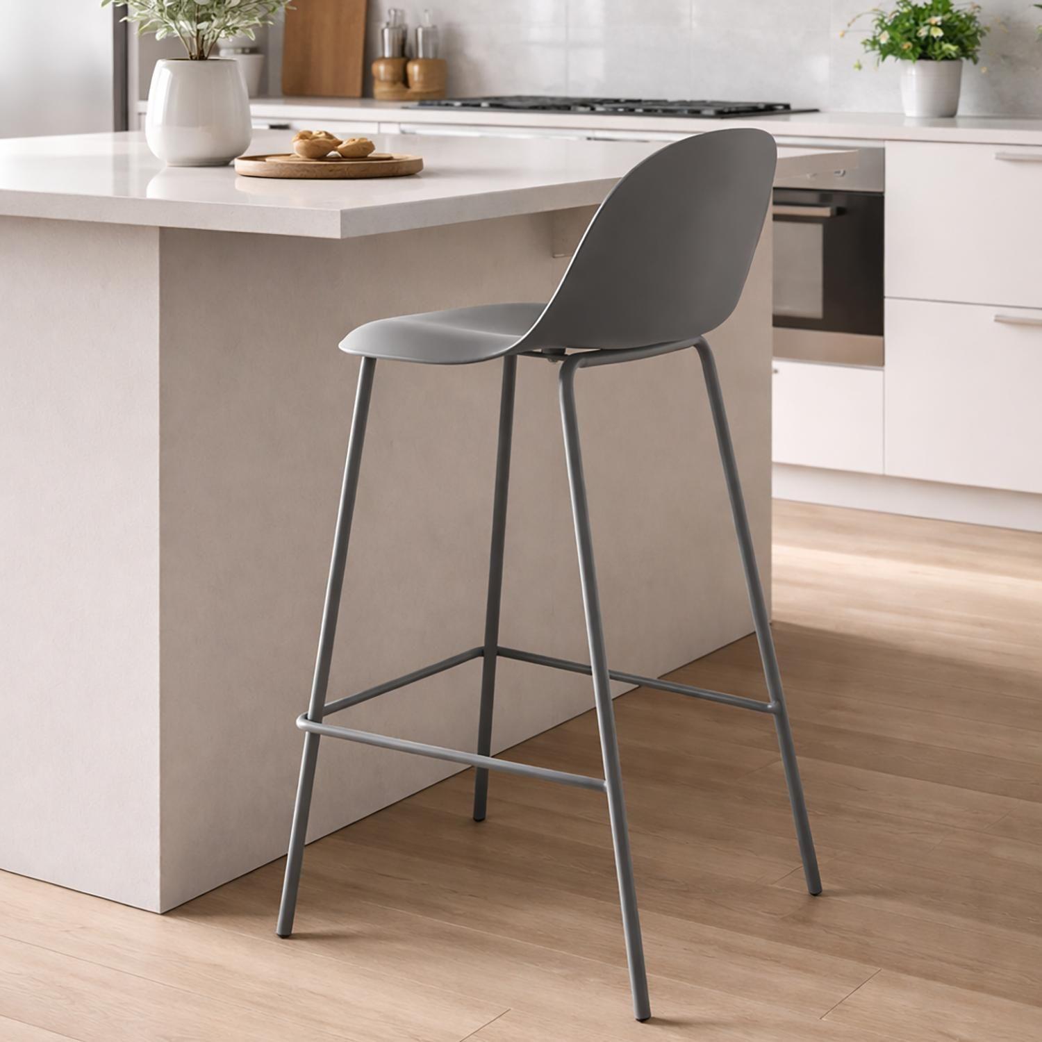 Piso Taburete Silla alta bar cocina Eira 65cm Gris-6