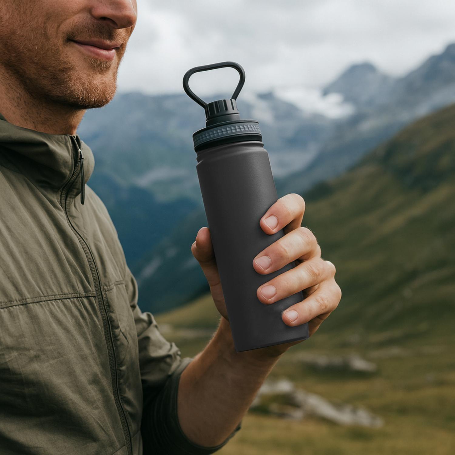 Botella Metálica Térmica Insulada 600ml Gris Nat Geo-8