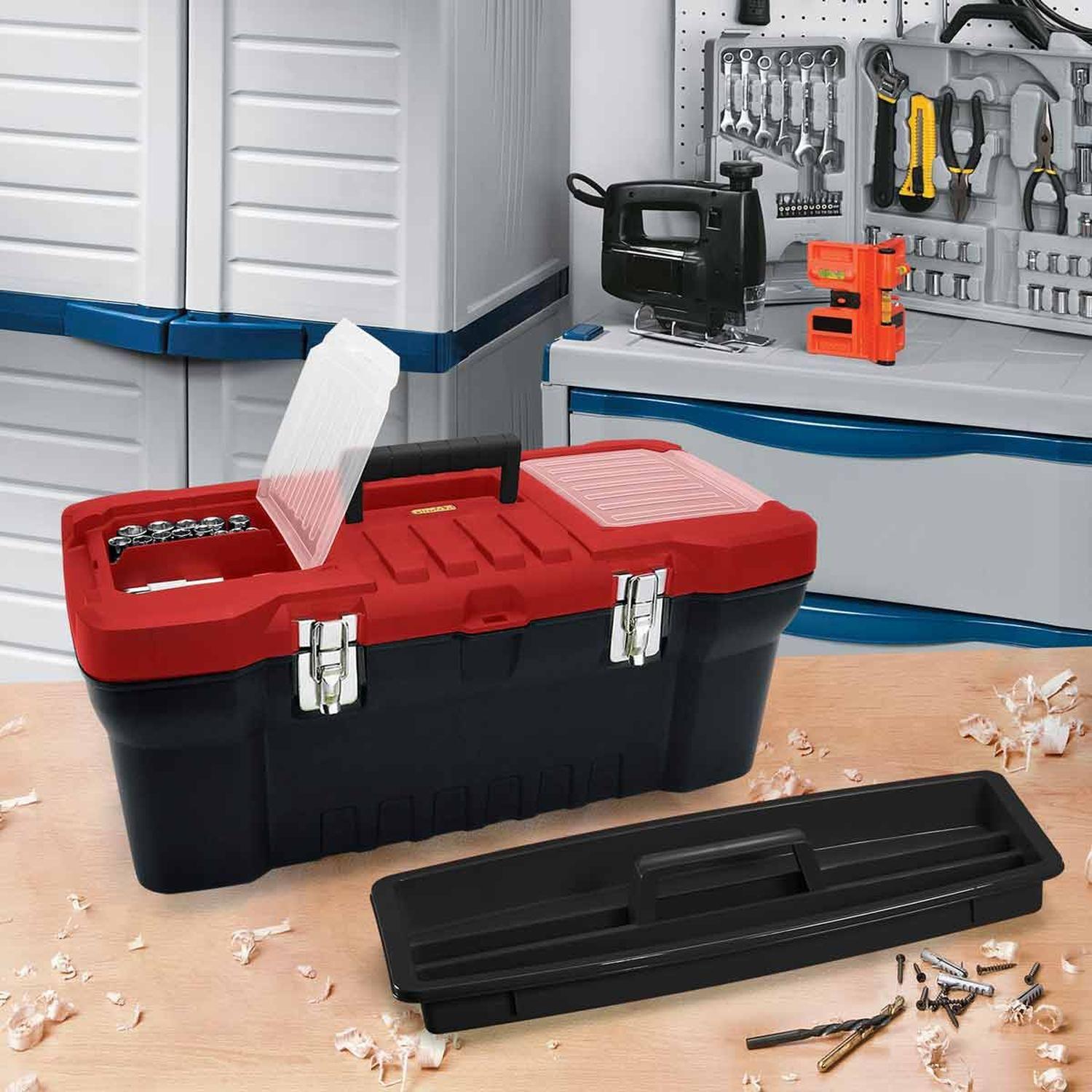 Caja de Herramientas Cerradura Metalica 20" Negra Rimax-2