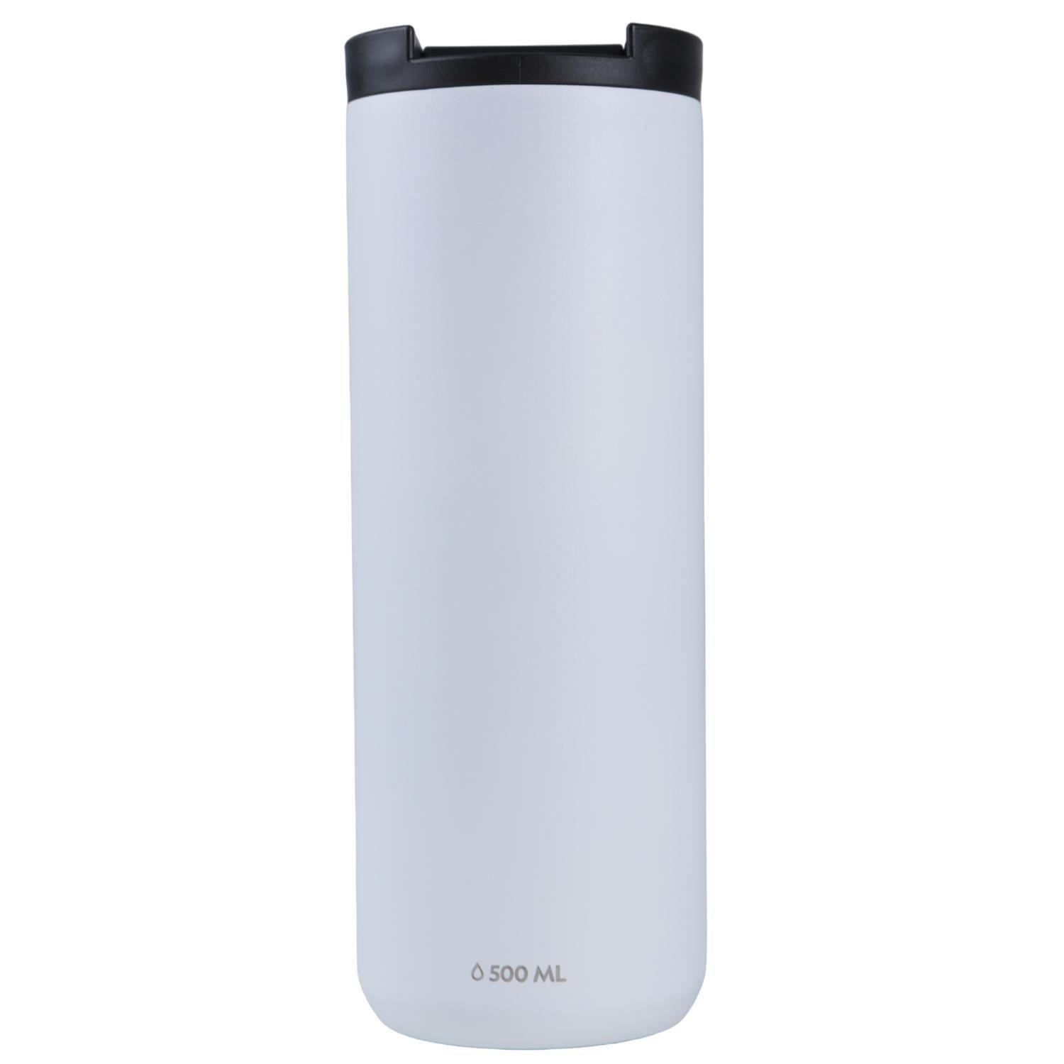 Mug Acero Inoxidable Tapa Flip Antideslizante 500ml Blanco-2