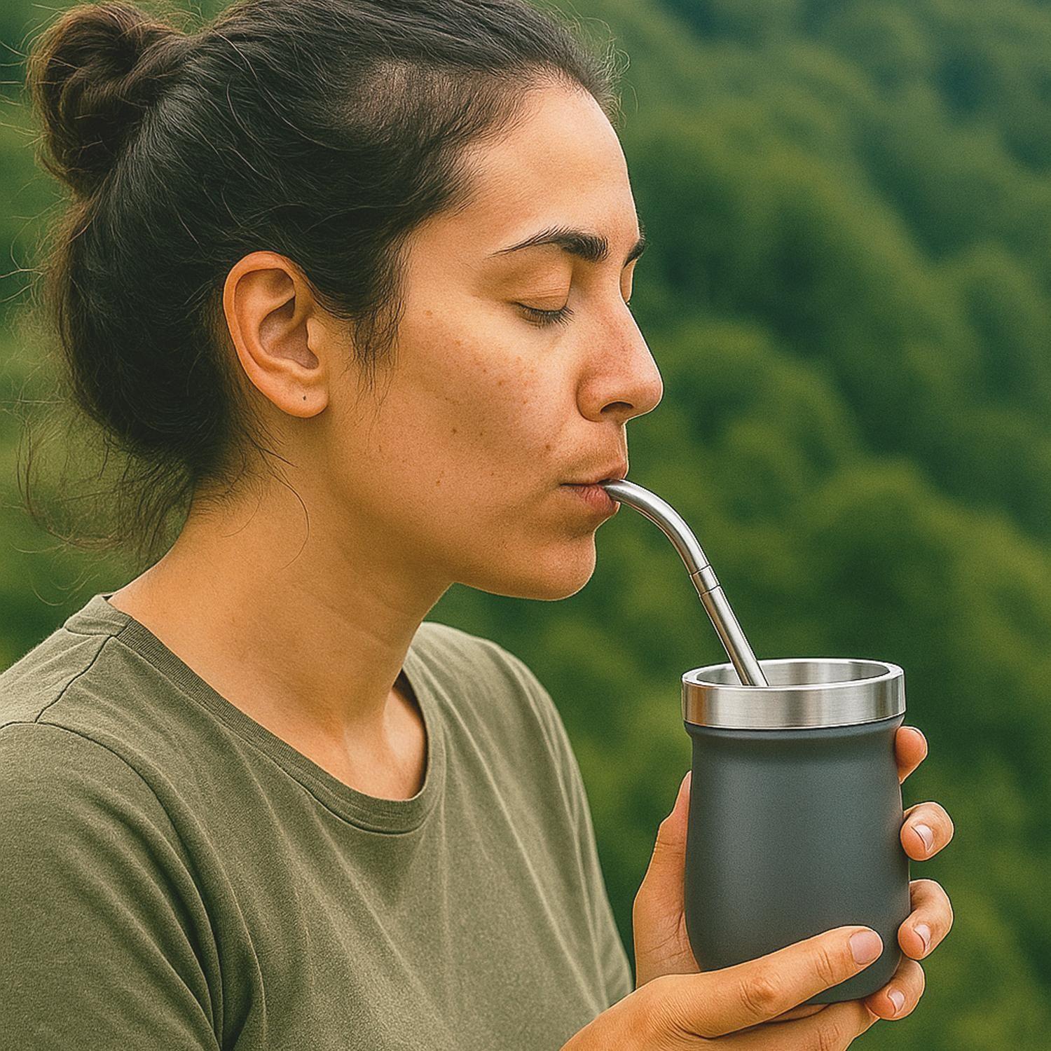 Matera Acero Inoxidable con Bombilla 230ml Gris-3