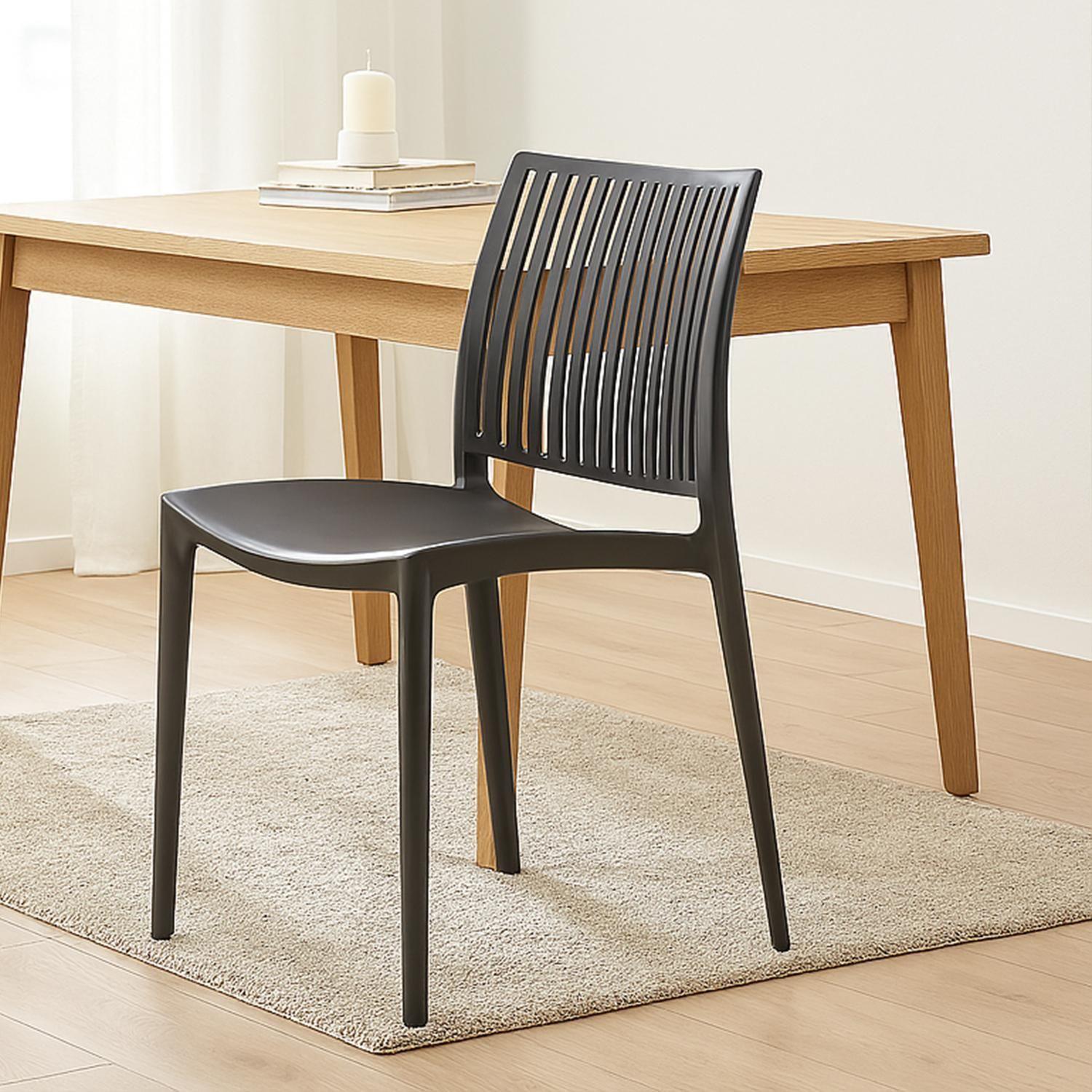 Silla Plástico Apilable Deco Noruega Negro Escandinavia-6