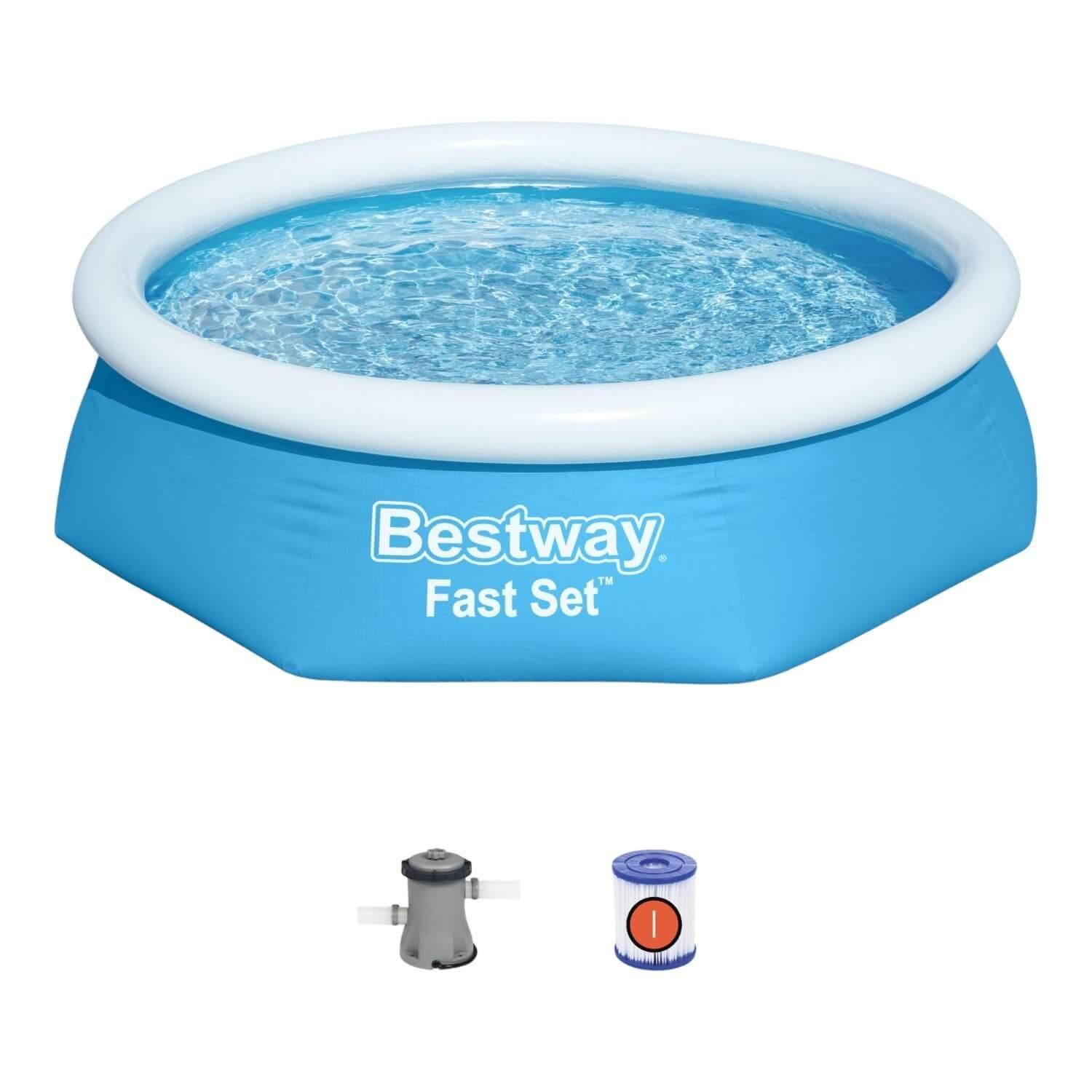 Piscina Bestway Redonda Fácil Armado con filtro 2.44MX61Cm-3