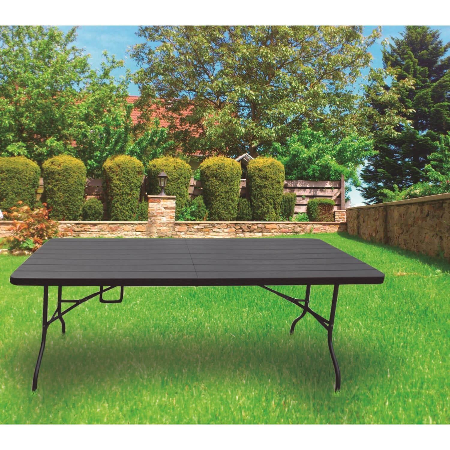 Mesa Plegable Rectangular 180x73 Cms Color Negro Northwest-4