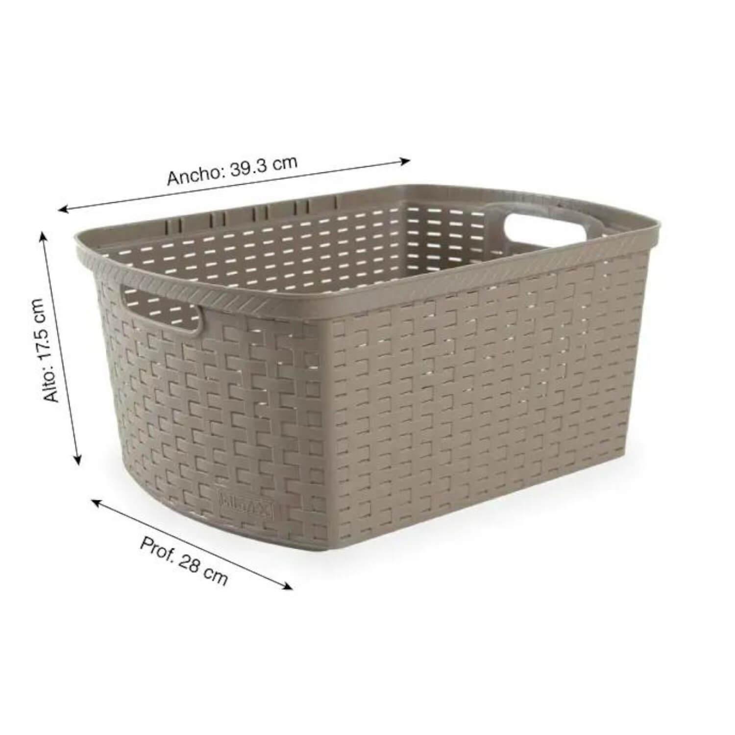 Canasta Plastica Café 39x28x17 cm Shia Rimax-2