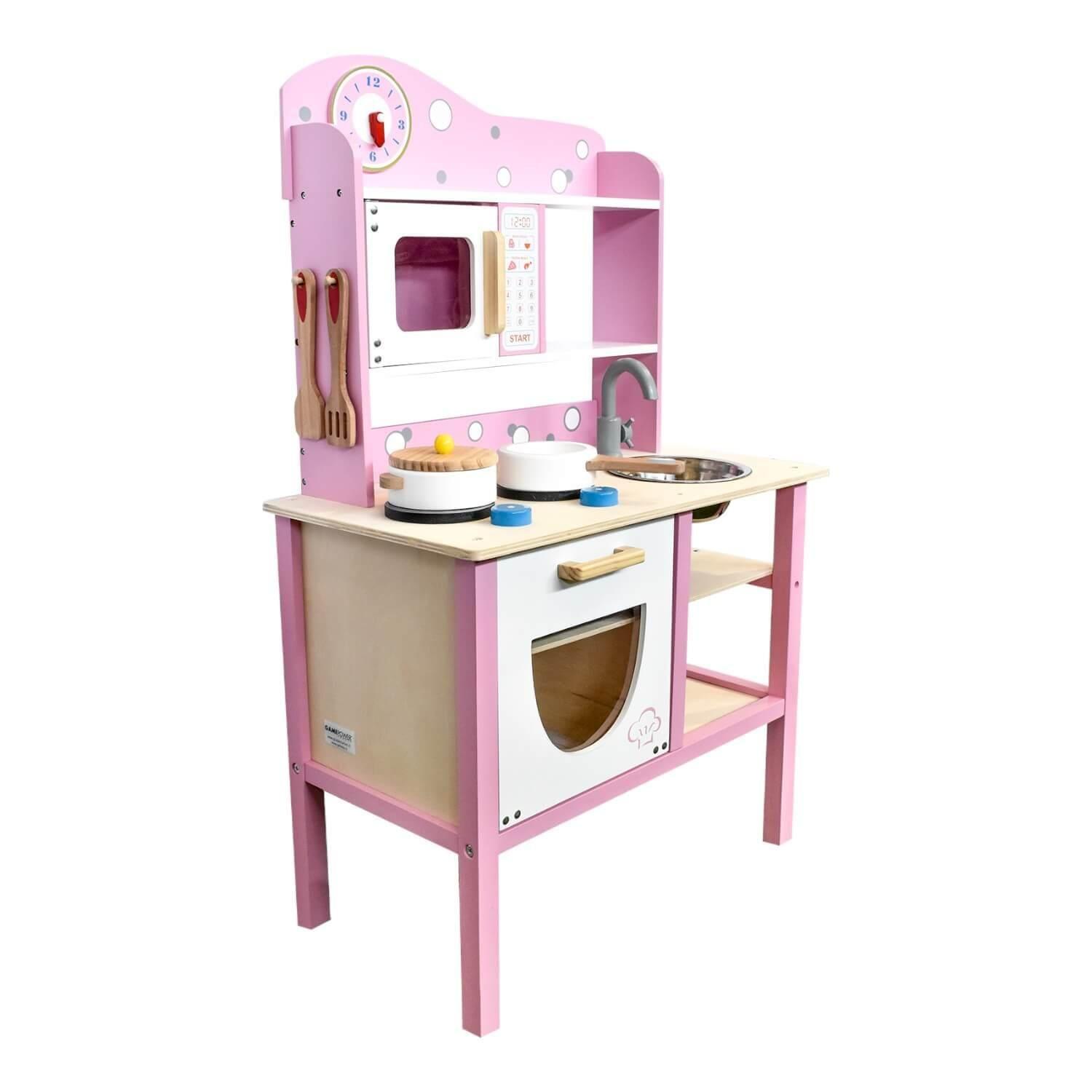 Cocina De Madera Rosada + Accesorios 55X35X84 Cms Gamepower-4