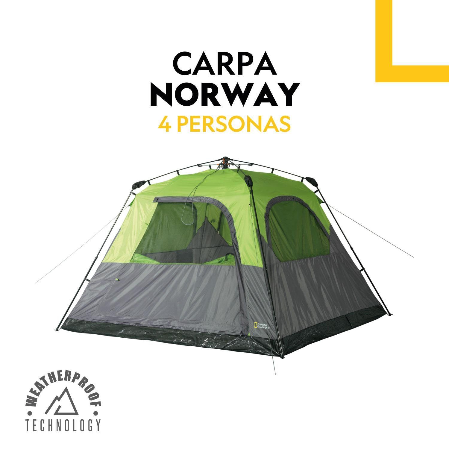 Carpa Camping Automatica 4 Pers. Norway Con Cobertor Nat Geo-4