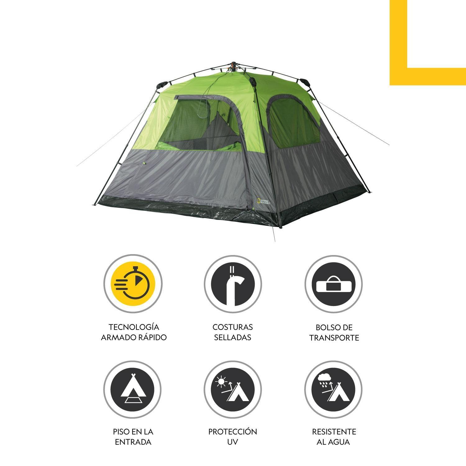 Carpa Camping Automatica 4 Pers. Norway Con Cobertor Nat Geo-5