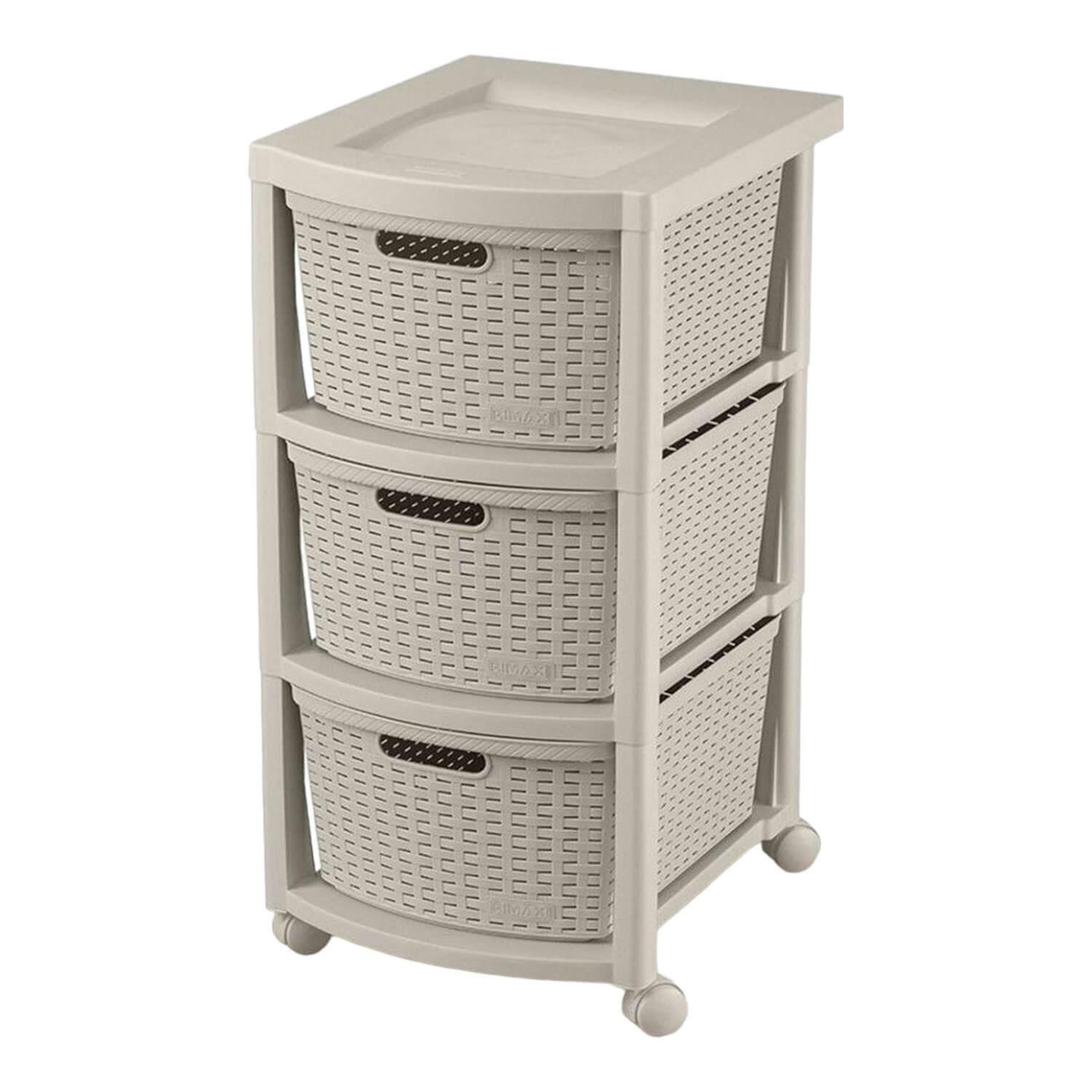 Cajonera Plastica Tejida 3 cajones Taupe 39x33x66 cm Rimax-0