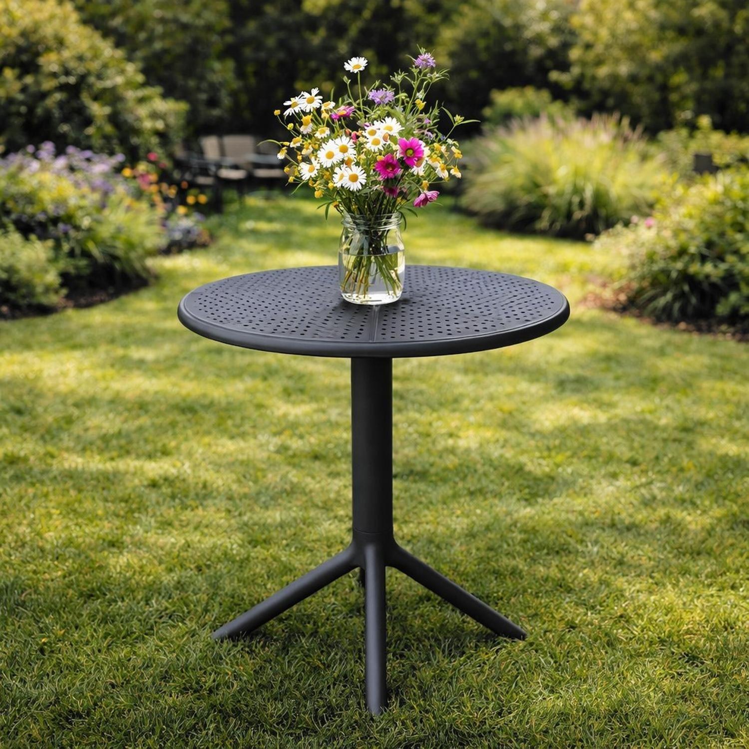 Mesa Cocina Terraza Jardín Redonda Rostad 77x60x60cm Negra-3