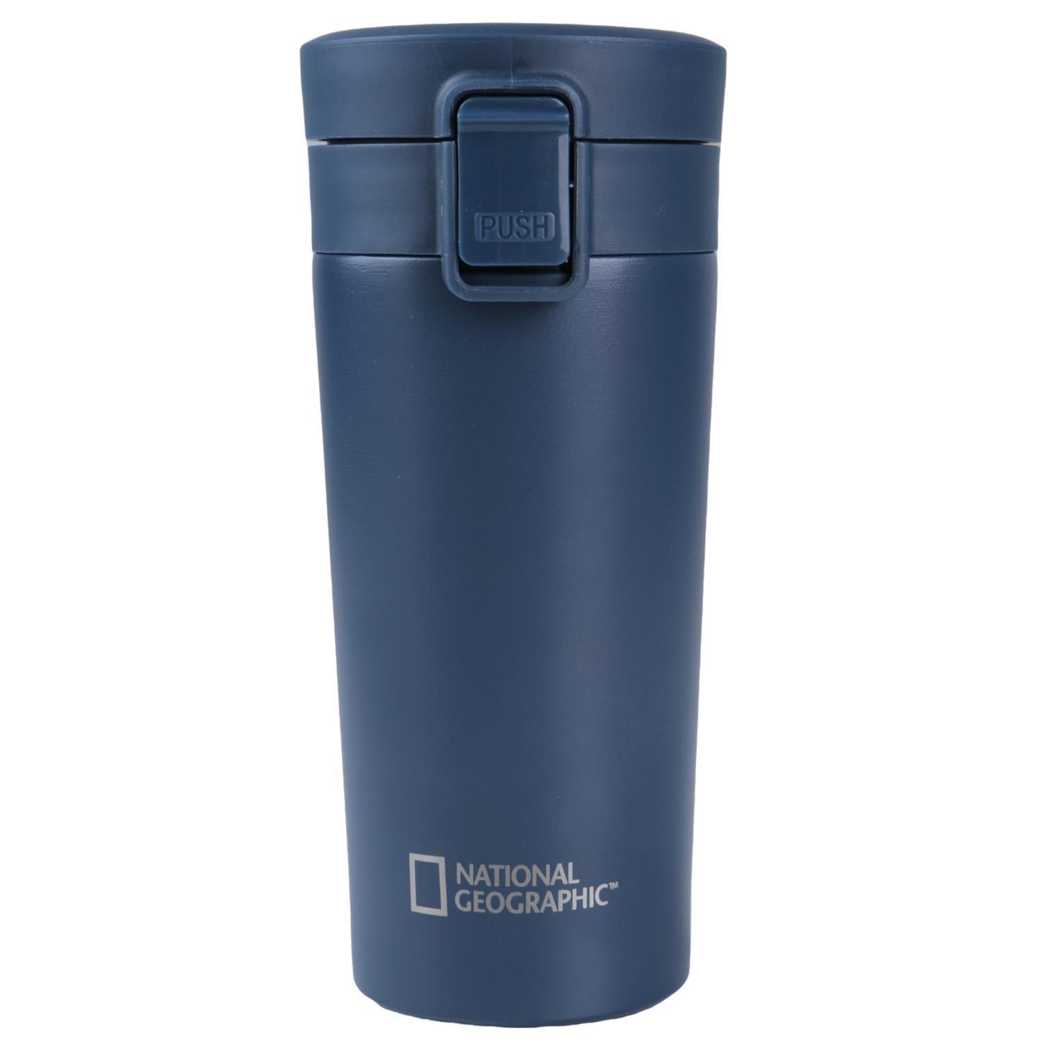 Mug Acero Inoxidable Tapa Con Pulzador y Antideslizante 380ml Azul-2