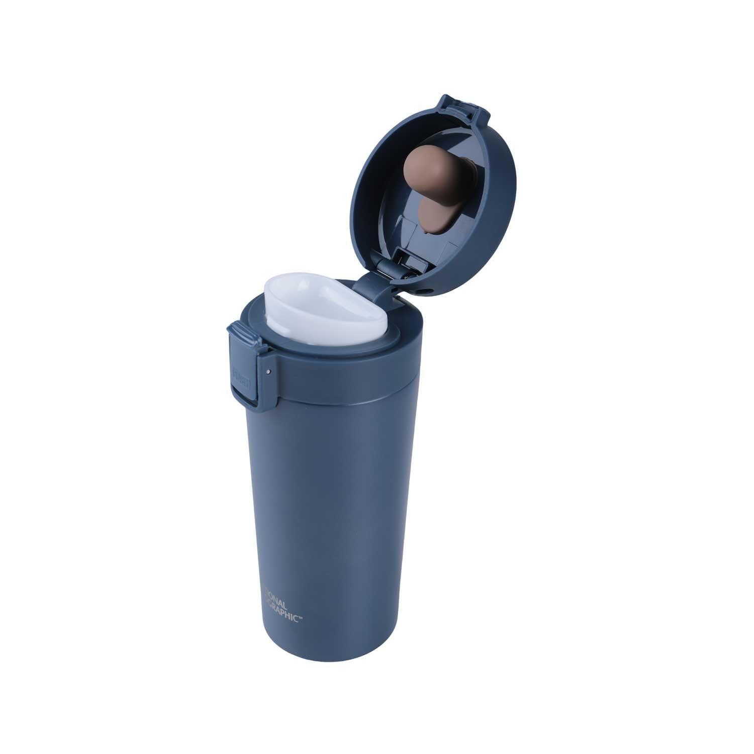 Mug Acero Inoxidable Tapa Con Pulsador y Antideslizante 380ml Azul-2