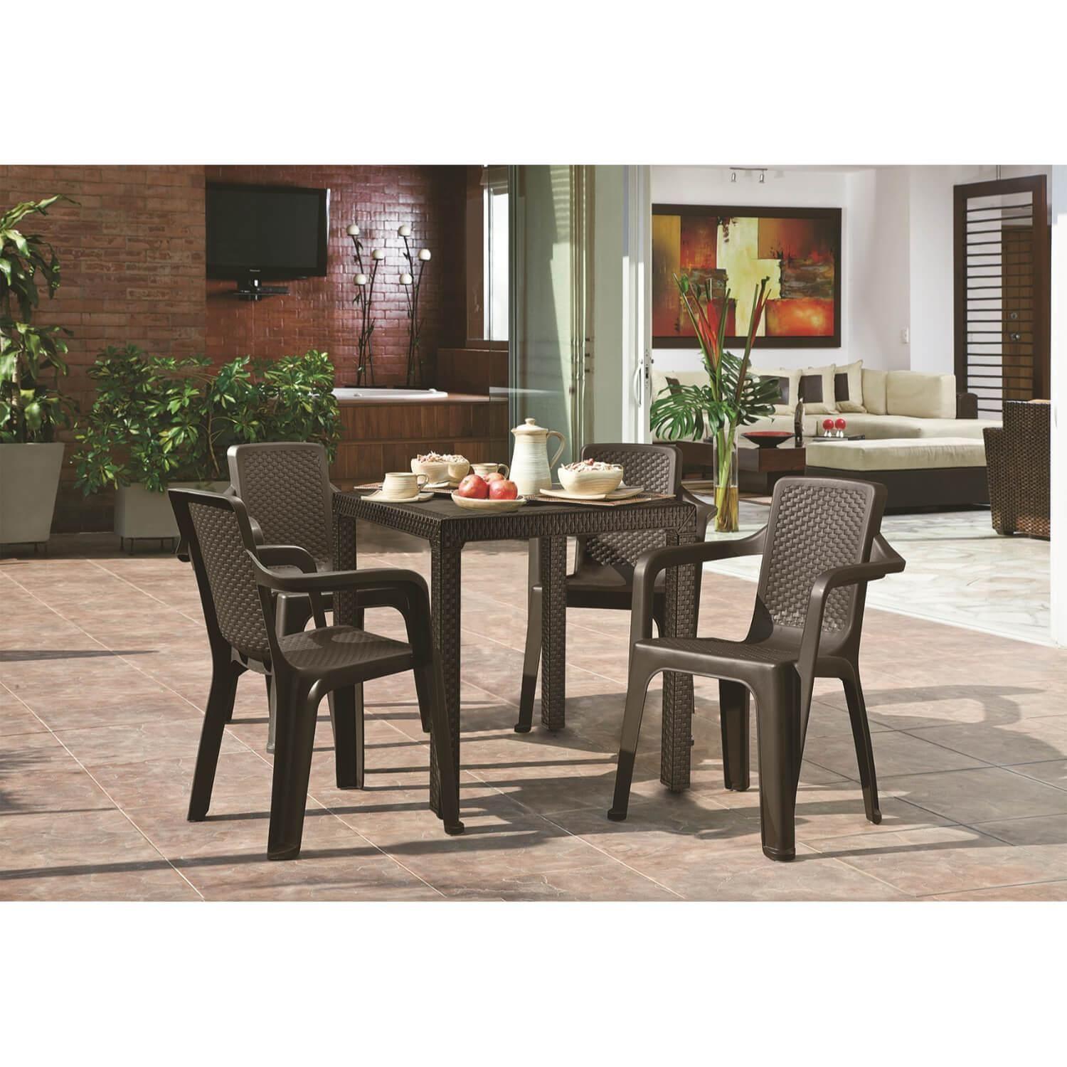 Silla de Terraza con brazo Café Eterna Rimax-2
