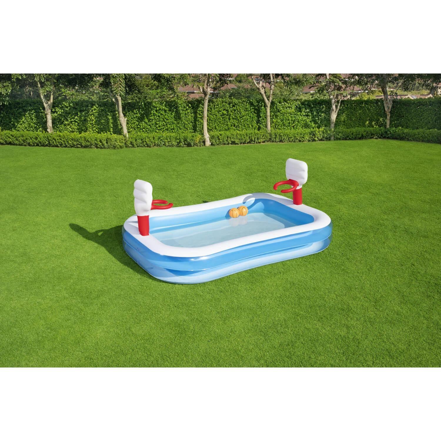Piscina Inflable Bestway Basketball Con Pelota 251x168x102cm-6