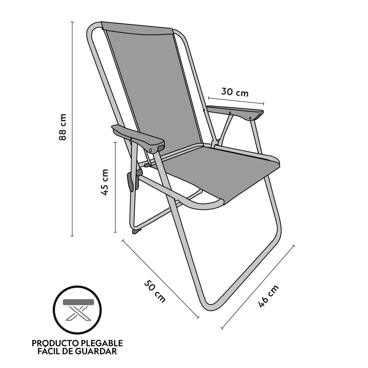 Silla Playera Gray Beach Gris 88x54x47cm NorthPak-2