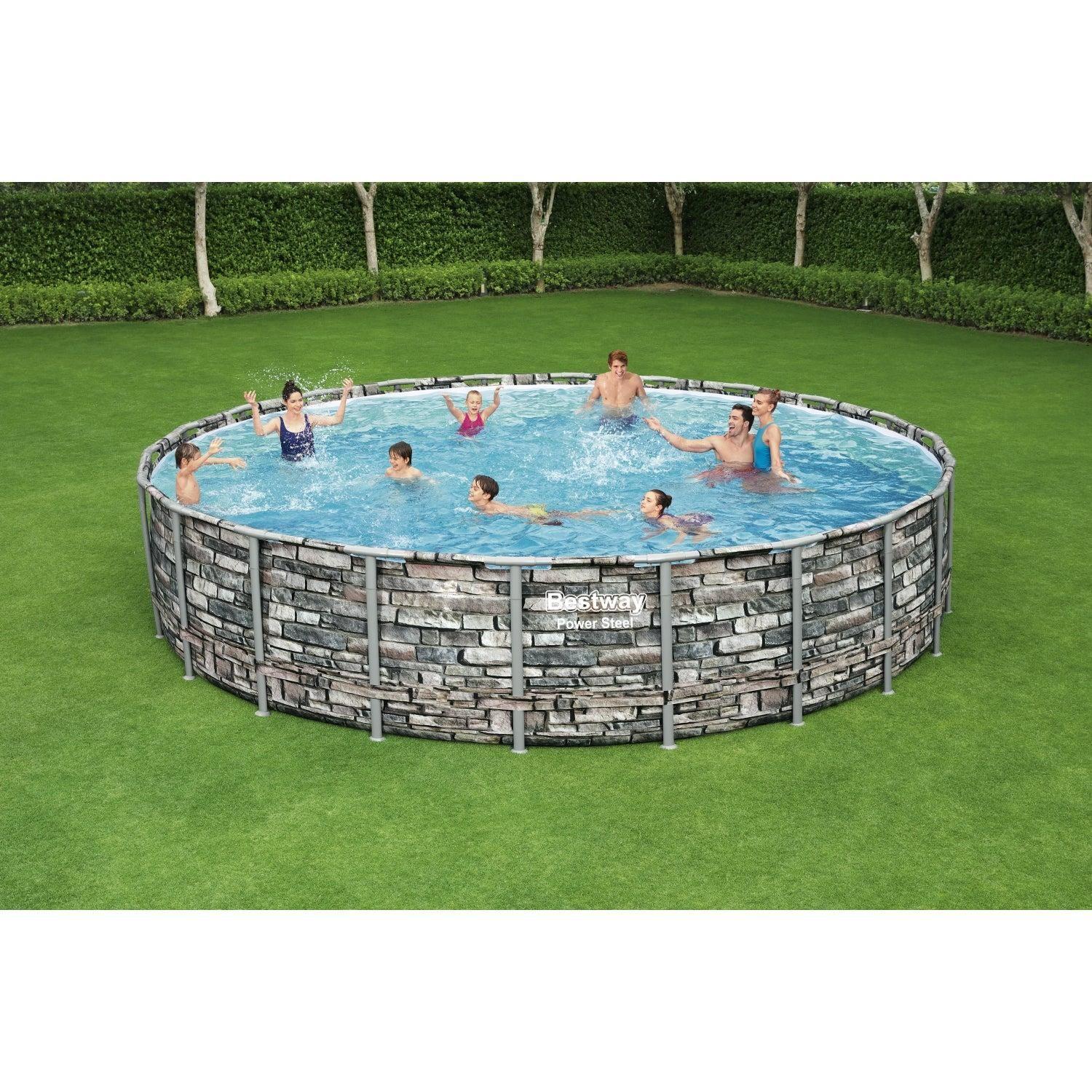 Piscina Bestway Redonda Piedra Filtro+Accesorios 6.71MX1.32M-9