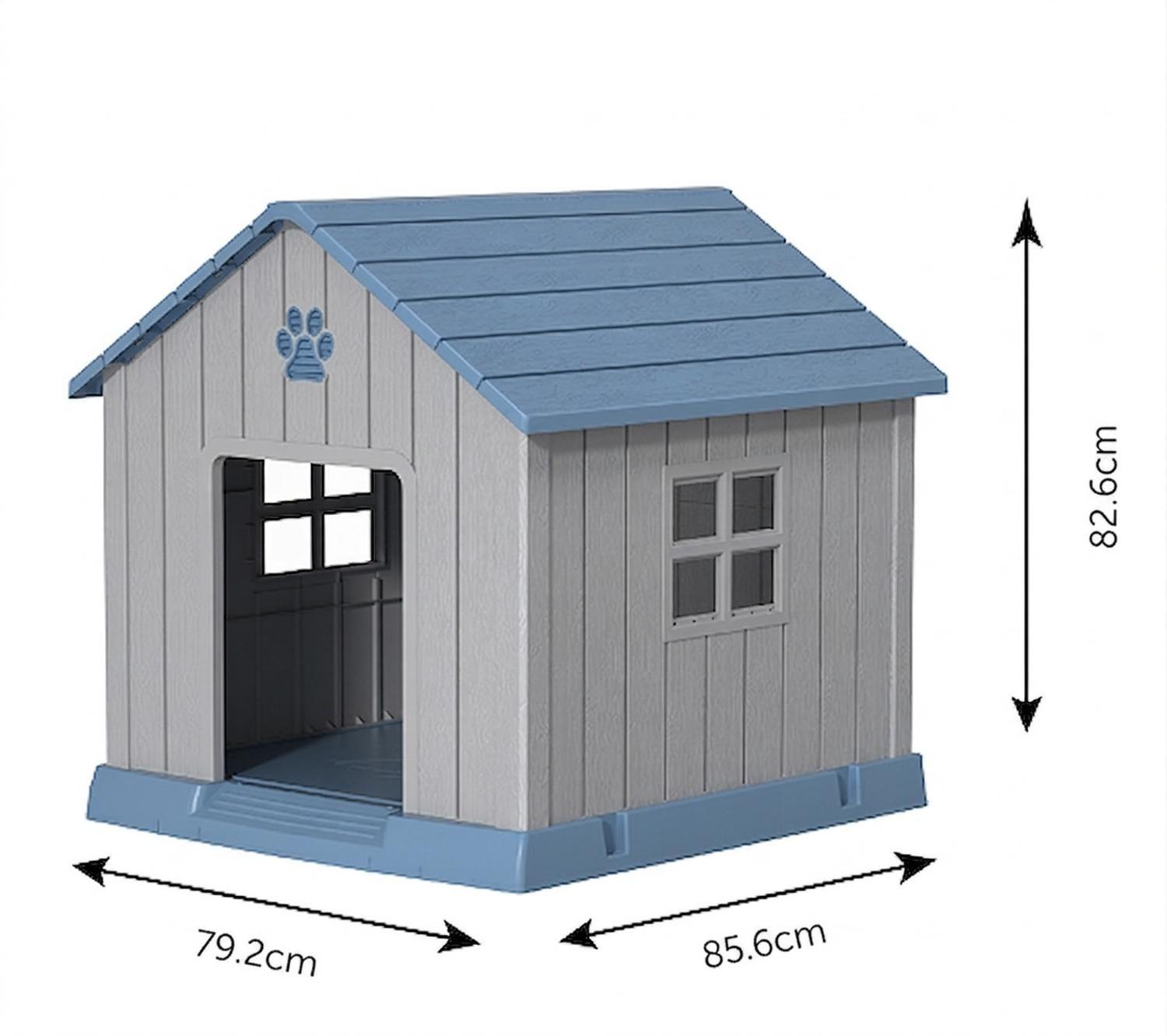 Casa Para Perro Grande Gris Azul Coolpets 83x86x79cm-2