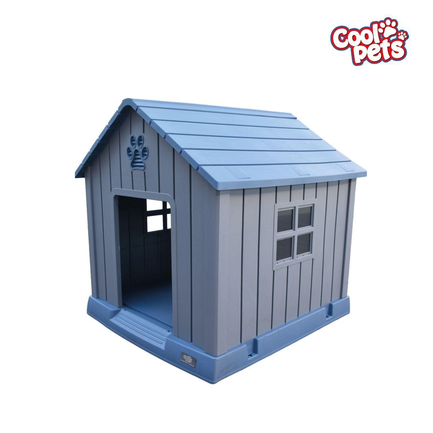 Casa Para Perro Grande Gris Azul Coolpets 83x86x79cm-3