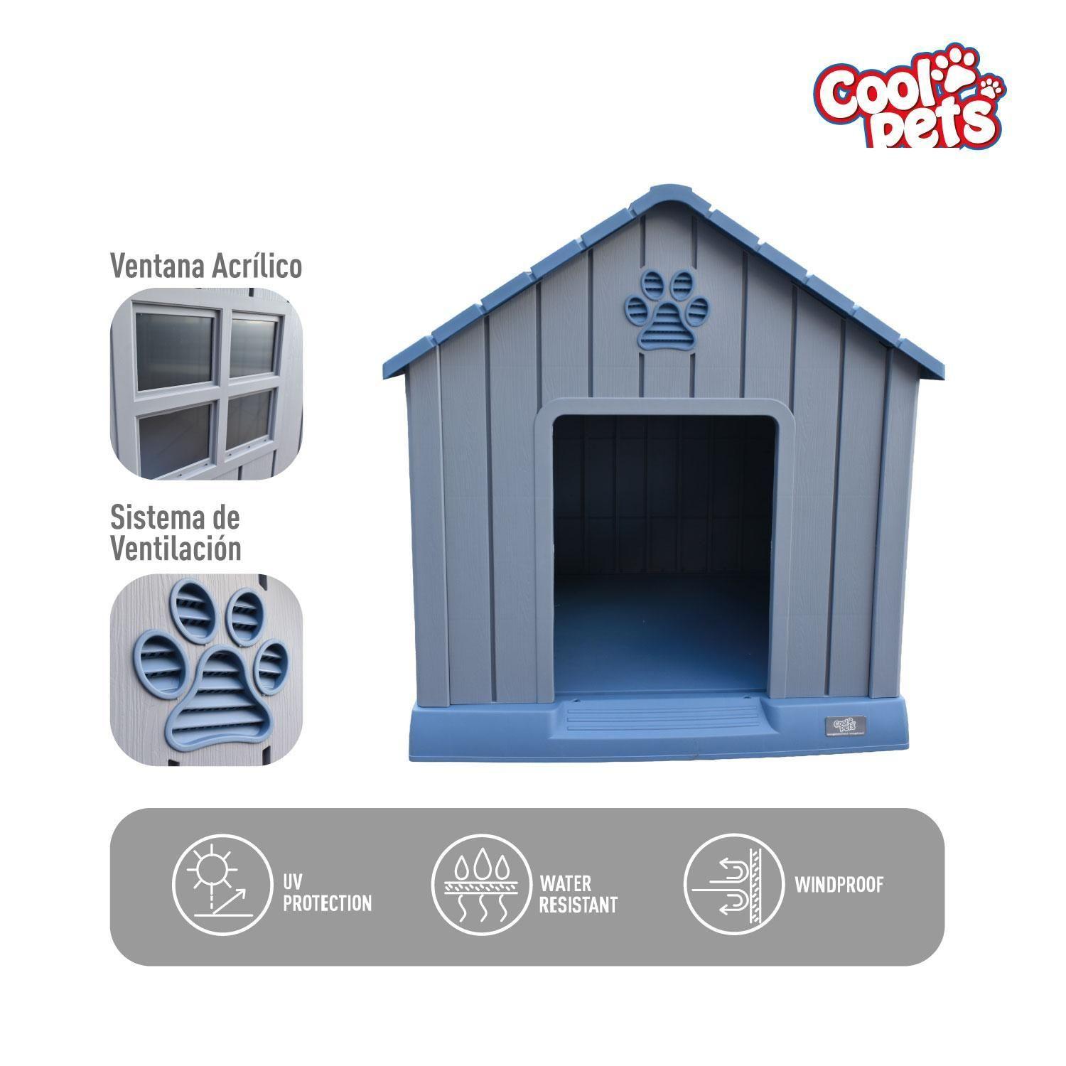 Casa Para Perro Grande Gris Azul Coolpets 83x86x79cm-6