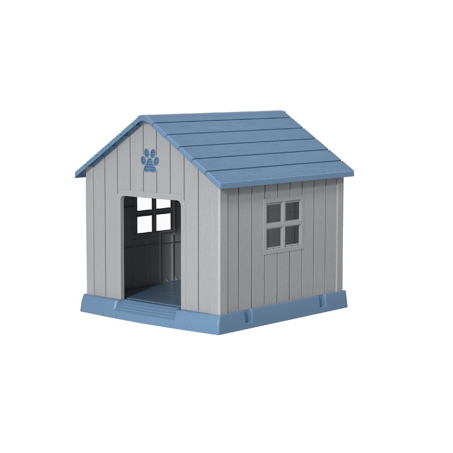 Casa Para Perro Grande Gris Azul Coolpets 83x86x79cm-8