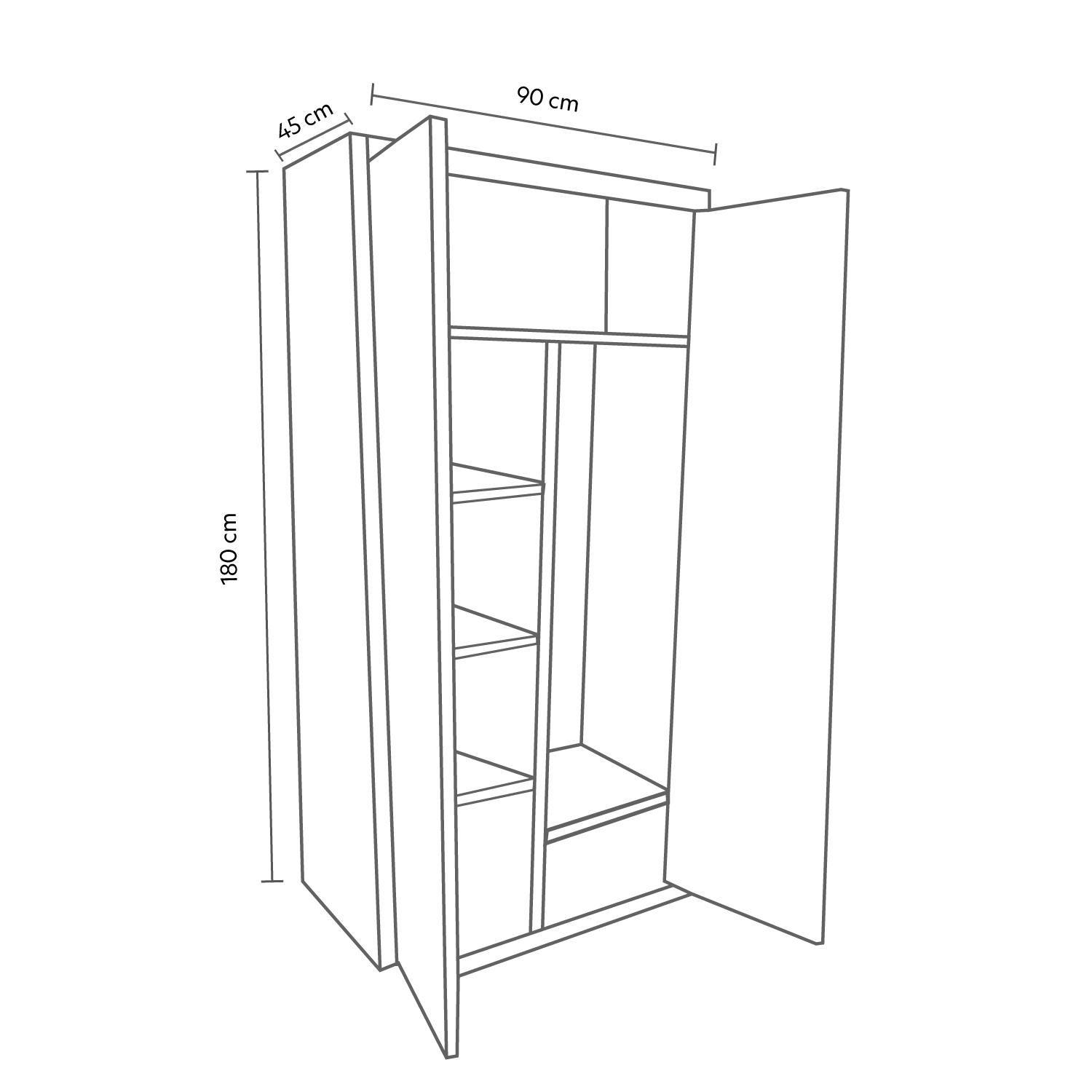 Closet Armario Ropero Metálico 2 puertas 90x45x180cm Airhouse-2