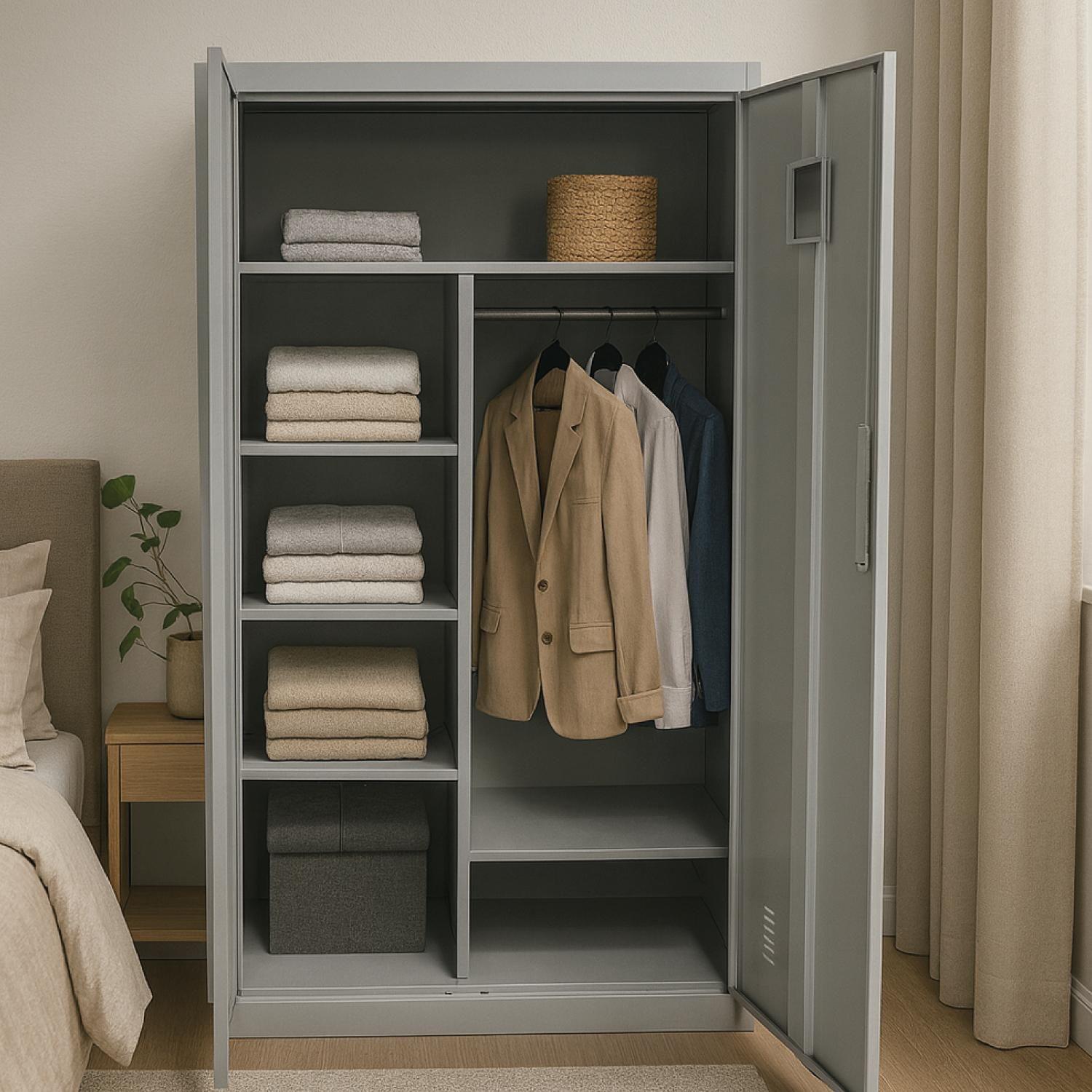 Closet Armario Ropero Metálico 2 puertas 90x45x180cm Airhouse-3