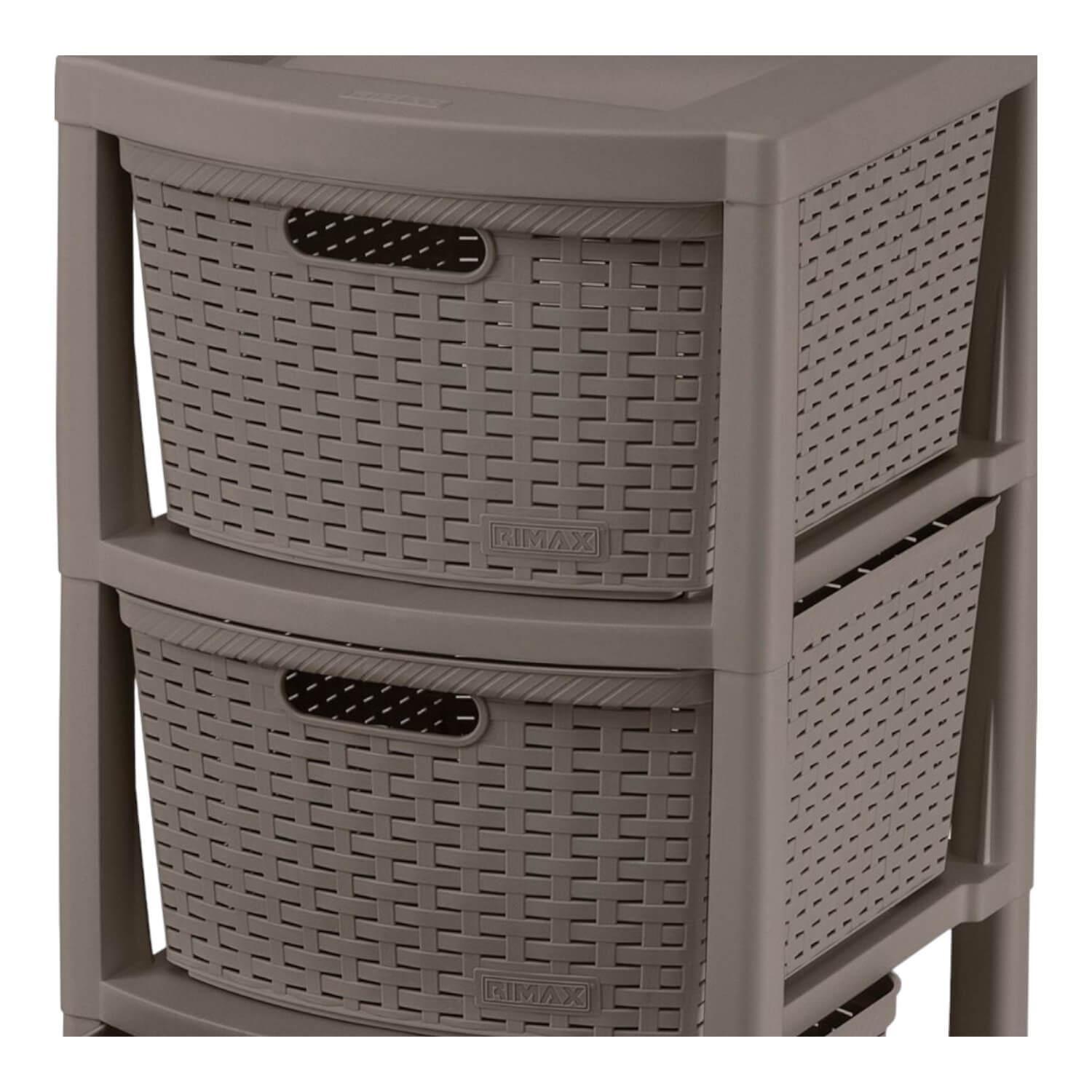 Cajonera Plastica Tejida 4 cajones Cafe 39x33x83 cm Rimax-3
