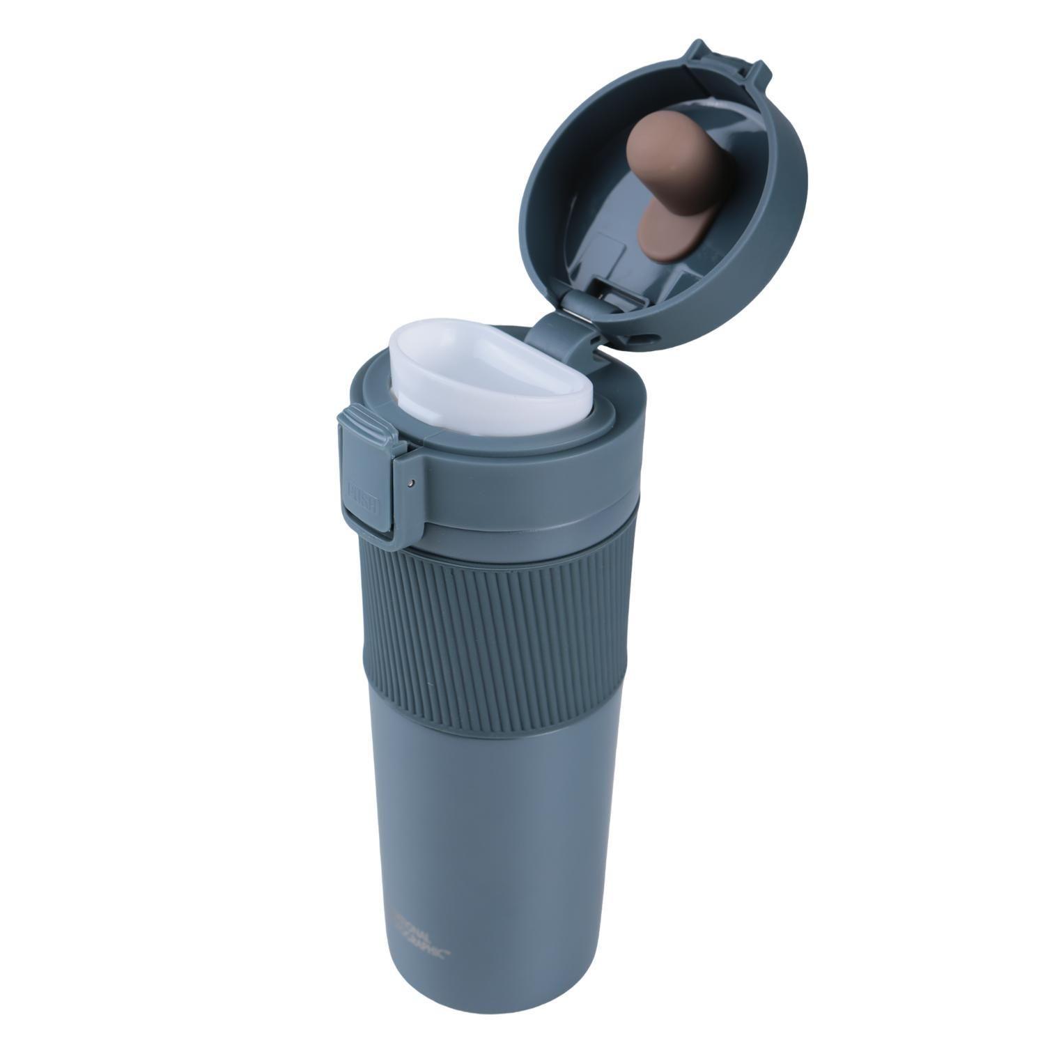 Mug Acero Inoxidable Tapa Con Pulzador y Antideslizante 480ml Gris-2