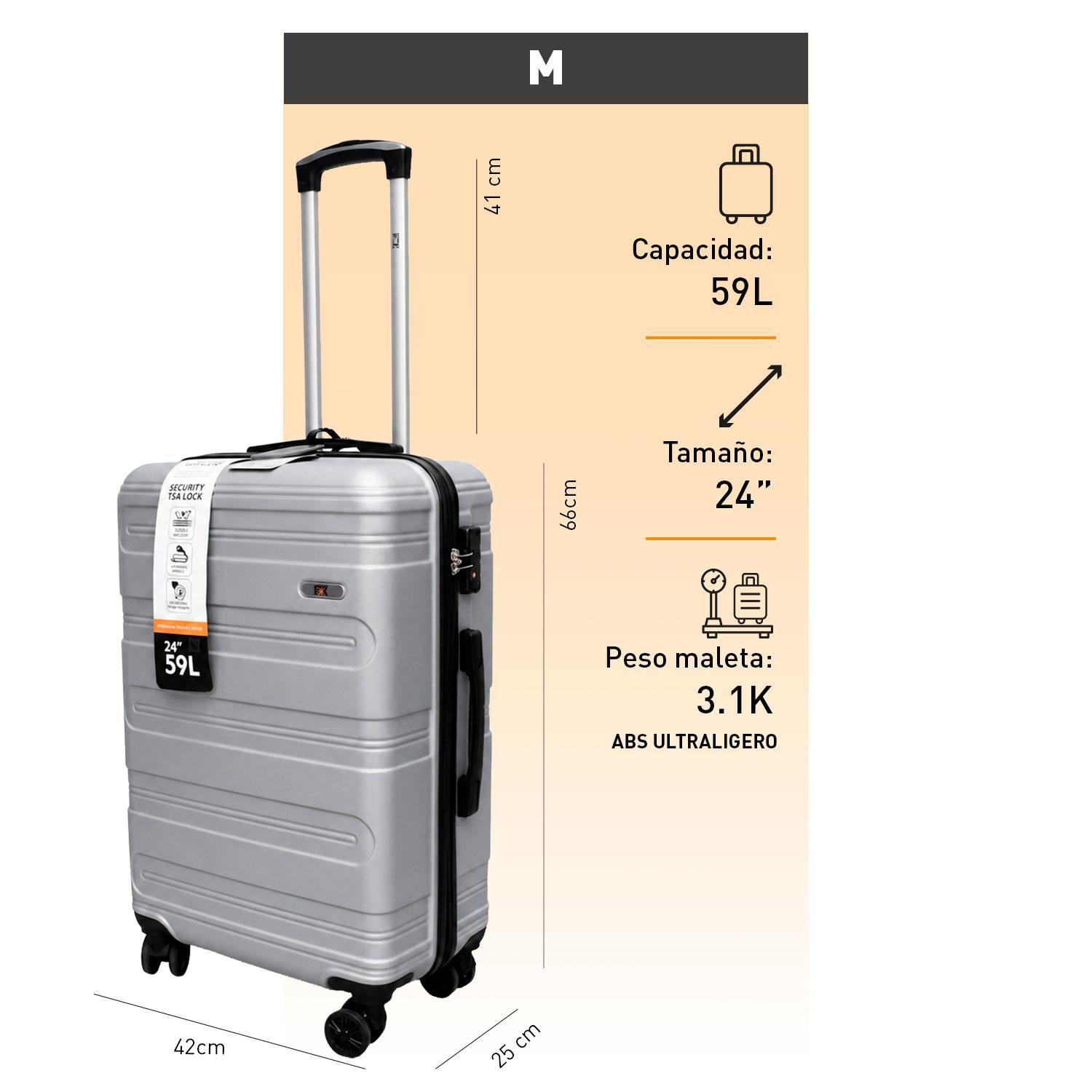 Maleta Northpak Rigida Resistente Ultraliviana 24" 59L Plata-5